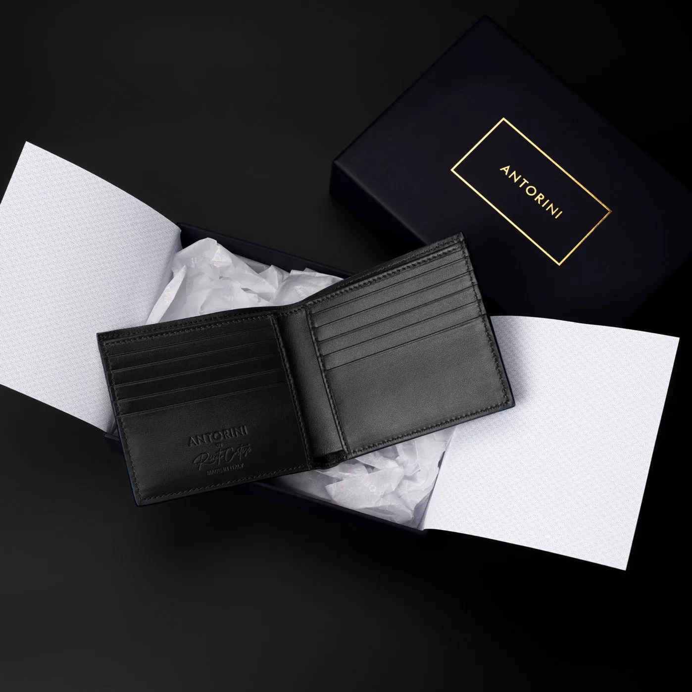10cc Bifold Wallet in Black, ANTORINI Naples