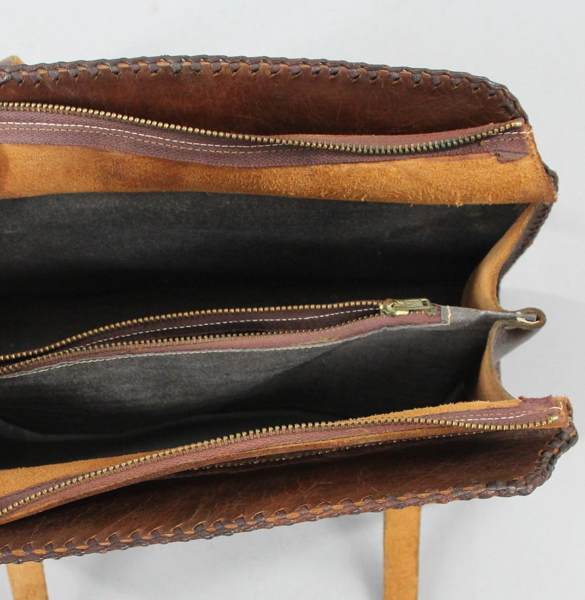 1960s Vintage Tooled Leather Shoulder Bag Handbag