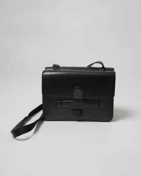 2 Side Black Leather Shoulder Bag