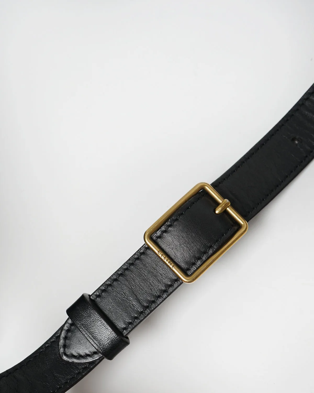 2 Side Black Leather Shoulder Bag