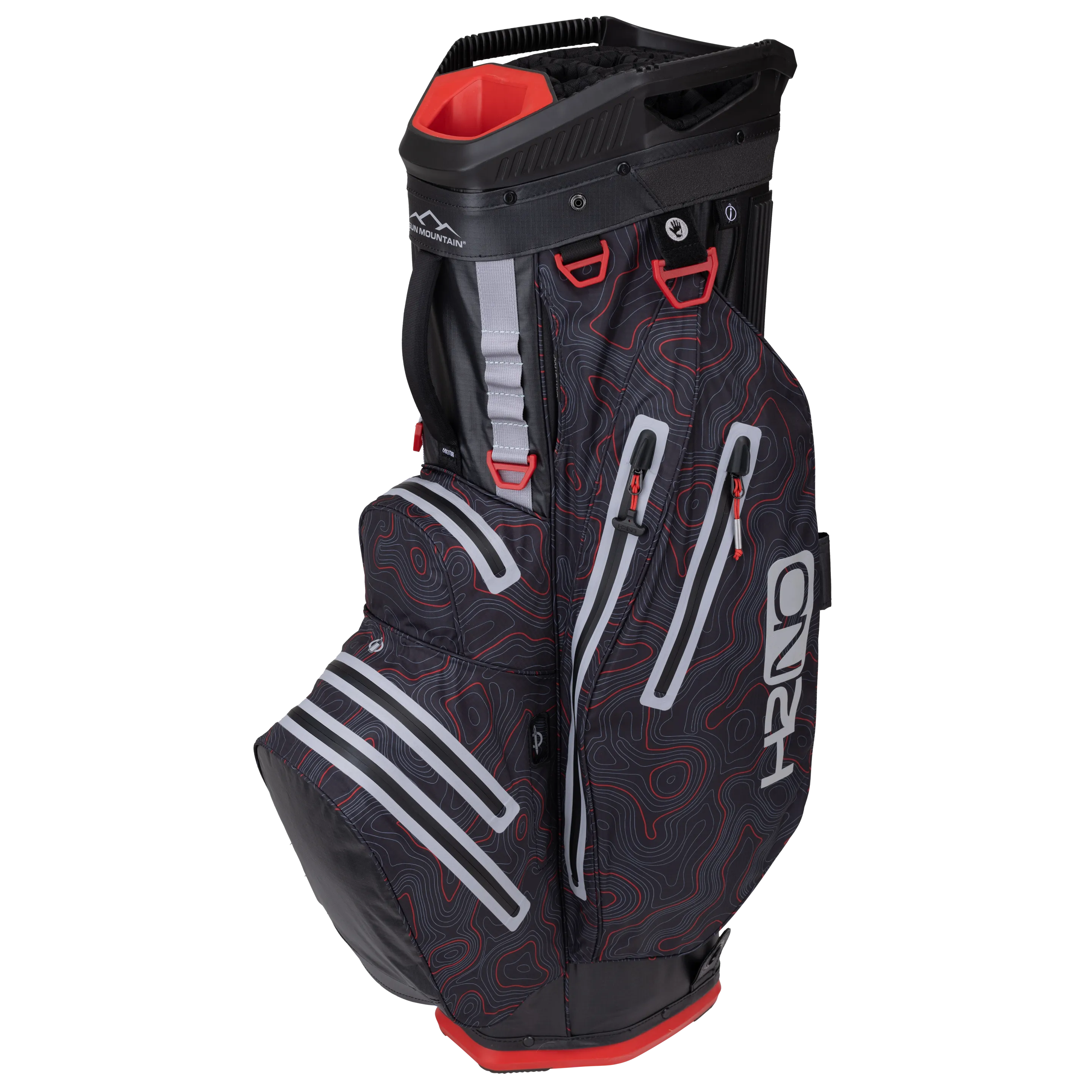 2024 Sun Mountain H2NO Lite Cart Bag -  Black / Red Topography