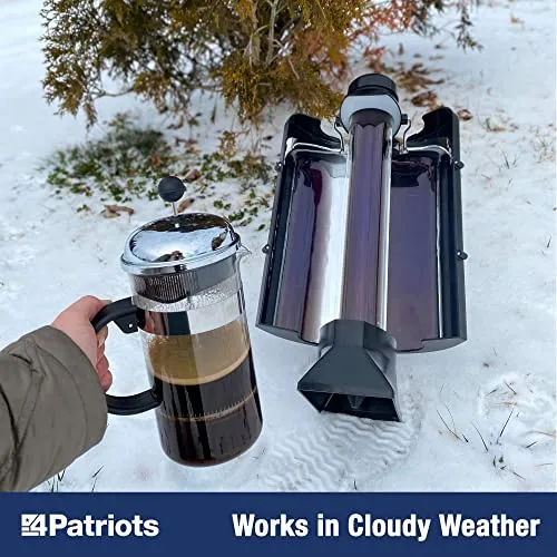 4Patriots Sun Kettle XL Solar Water Heater - Portable Thermos Flask Boils Water Using The Sun, For Camping, Hunting, Backpacking - Lightweight & Gas & Electricity Free - Extra-Large 33.8oz Capacity
