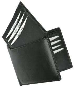 600534-BK Genuine Leather Compact Multi-Card Wallet with Removable Card ID Window