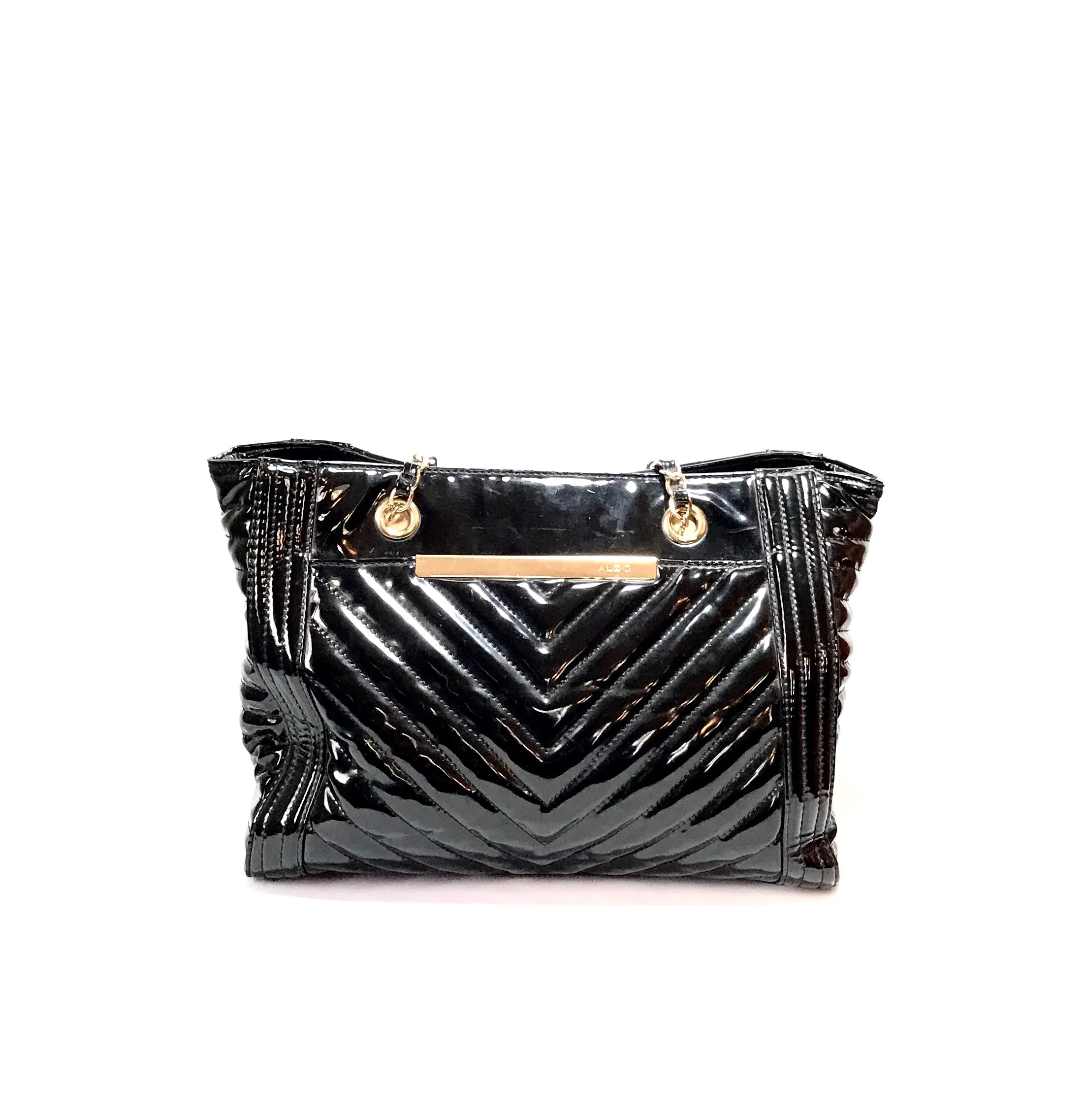 ALDO Black Large Patent Shoulder Bag | Pre Loved |
