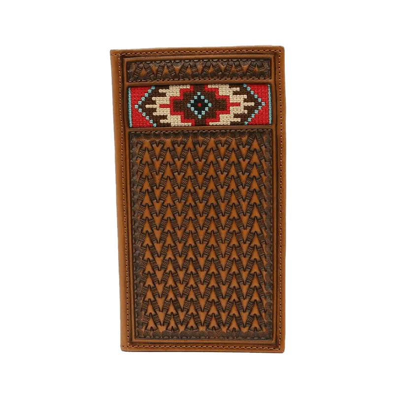 Ariat Tan Embroidered Bi-fold Aztec Inlay Wallet