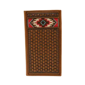 Ariat Tan Embroidered Bi-fold Aztec Inlay Wallet