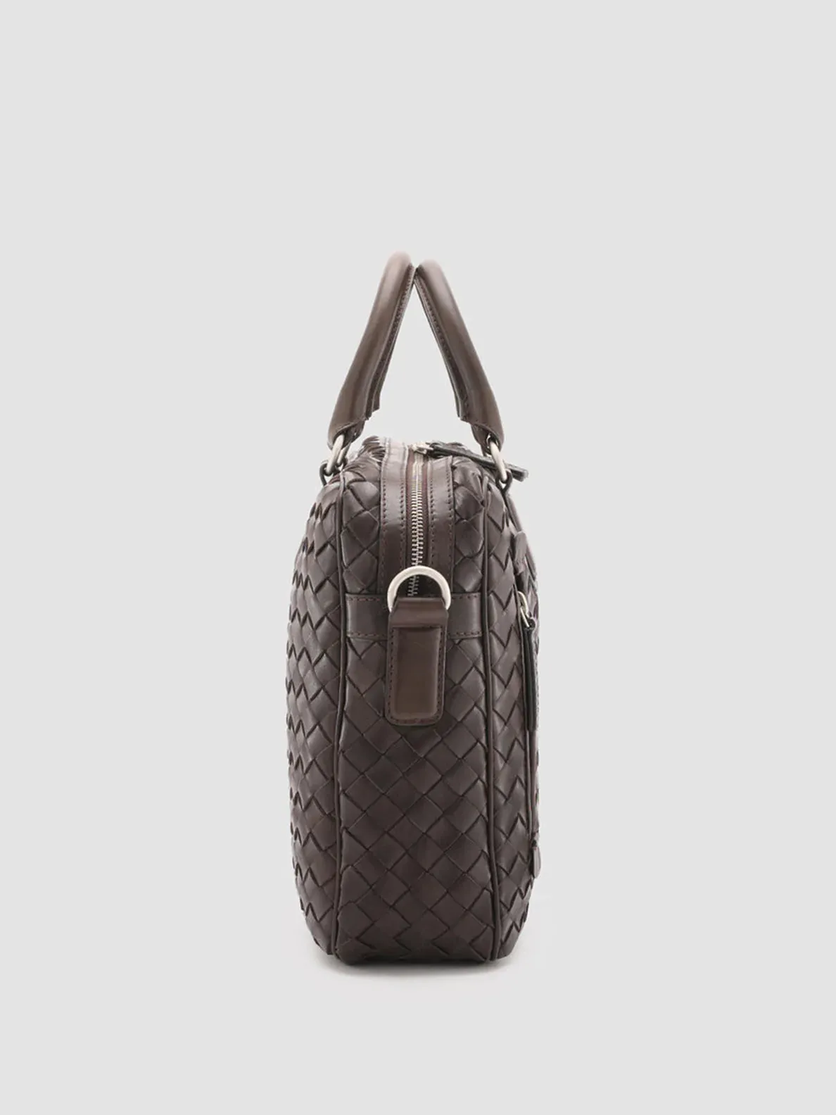 ARMOR 011 - Brown Woven Woven Leather Bag