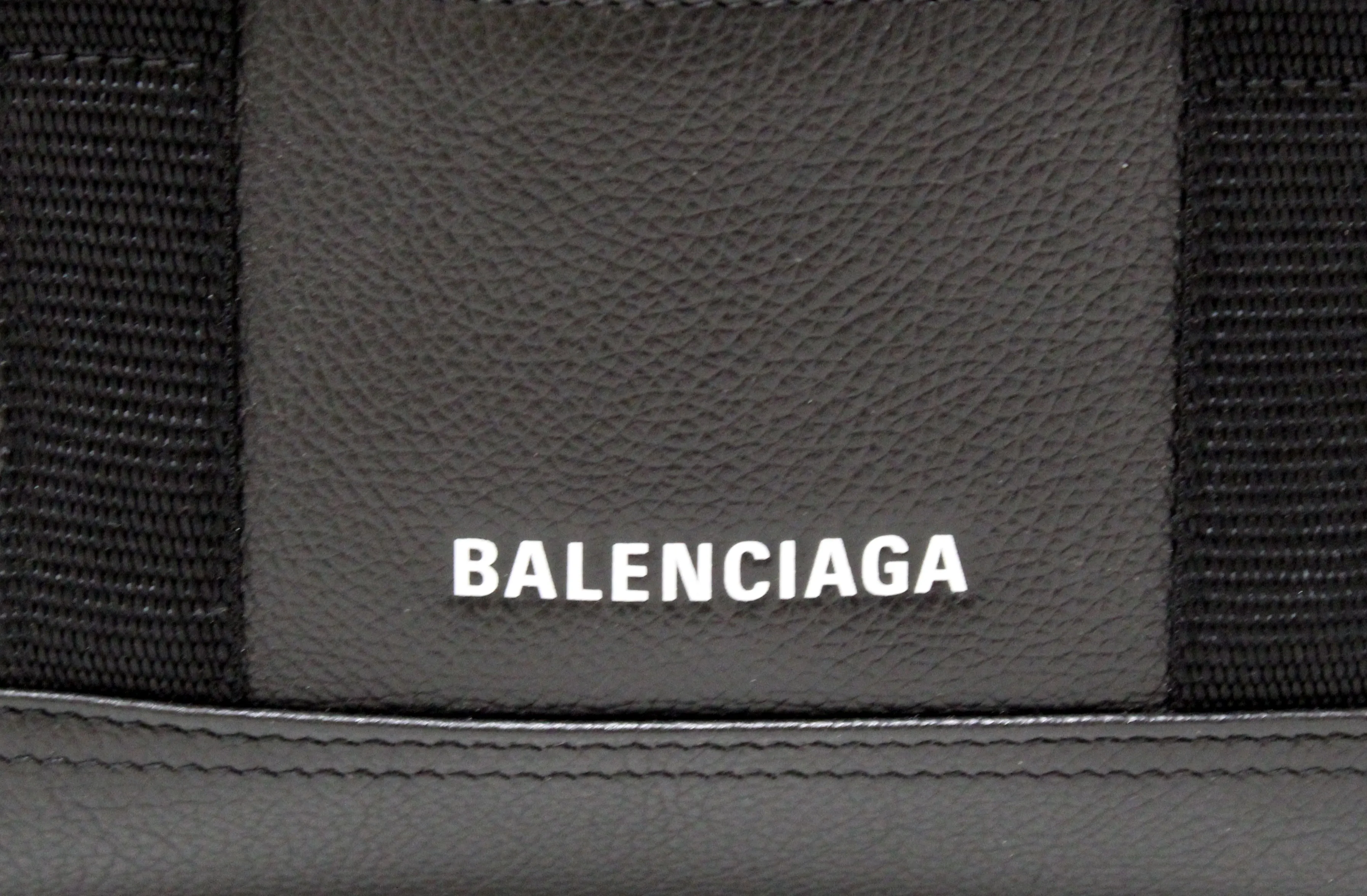 Authentic Balenciaga Black Grained Calfskin Leather Explorer Small Duffle Bag