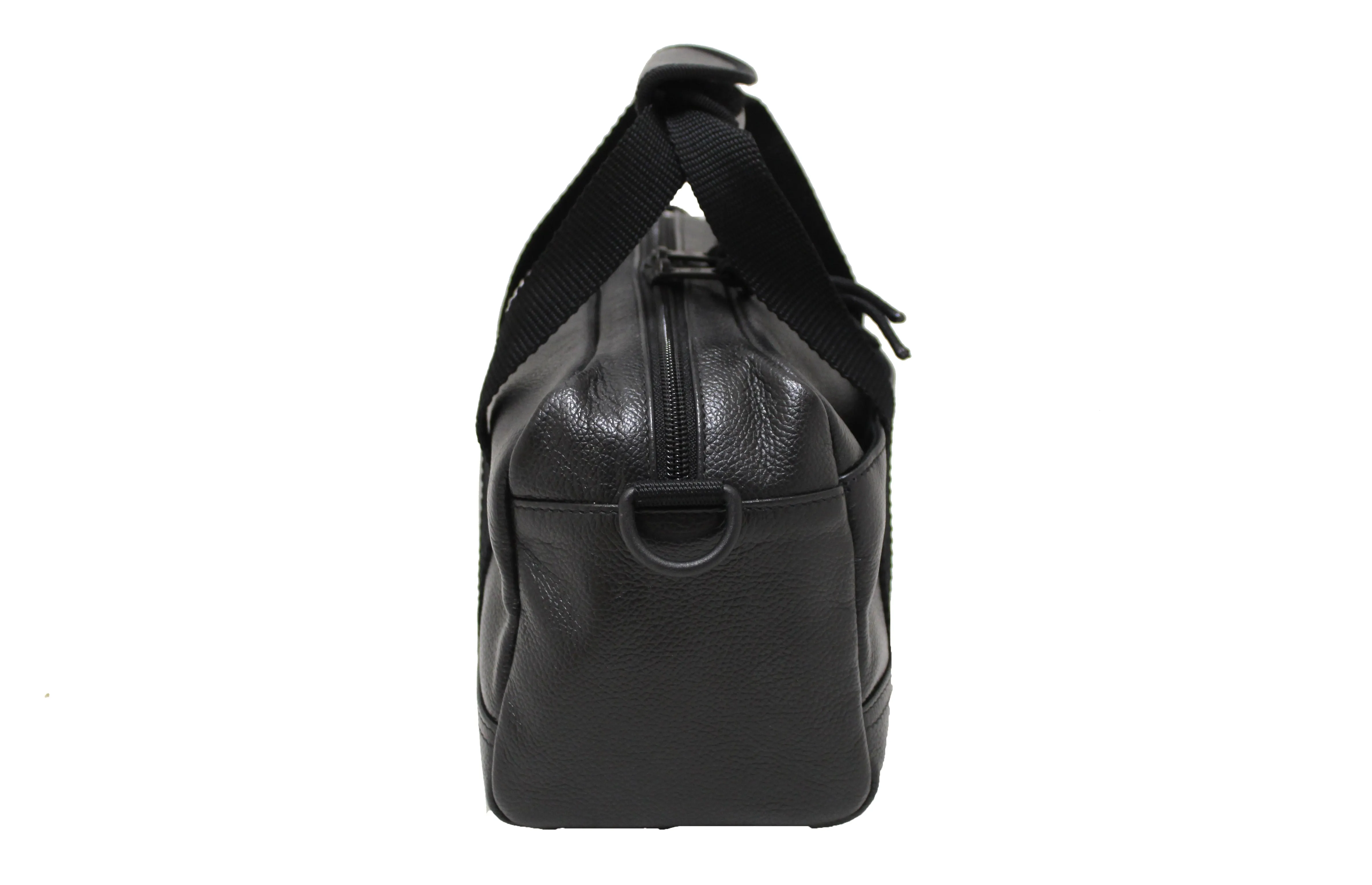 Authentic Balenciaga Black Grained Calfskin Leather Explorer Small Duffle Bag