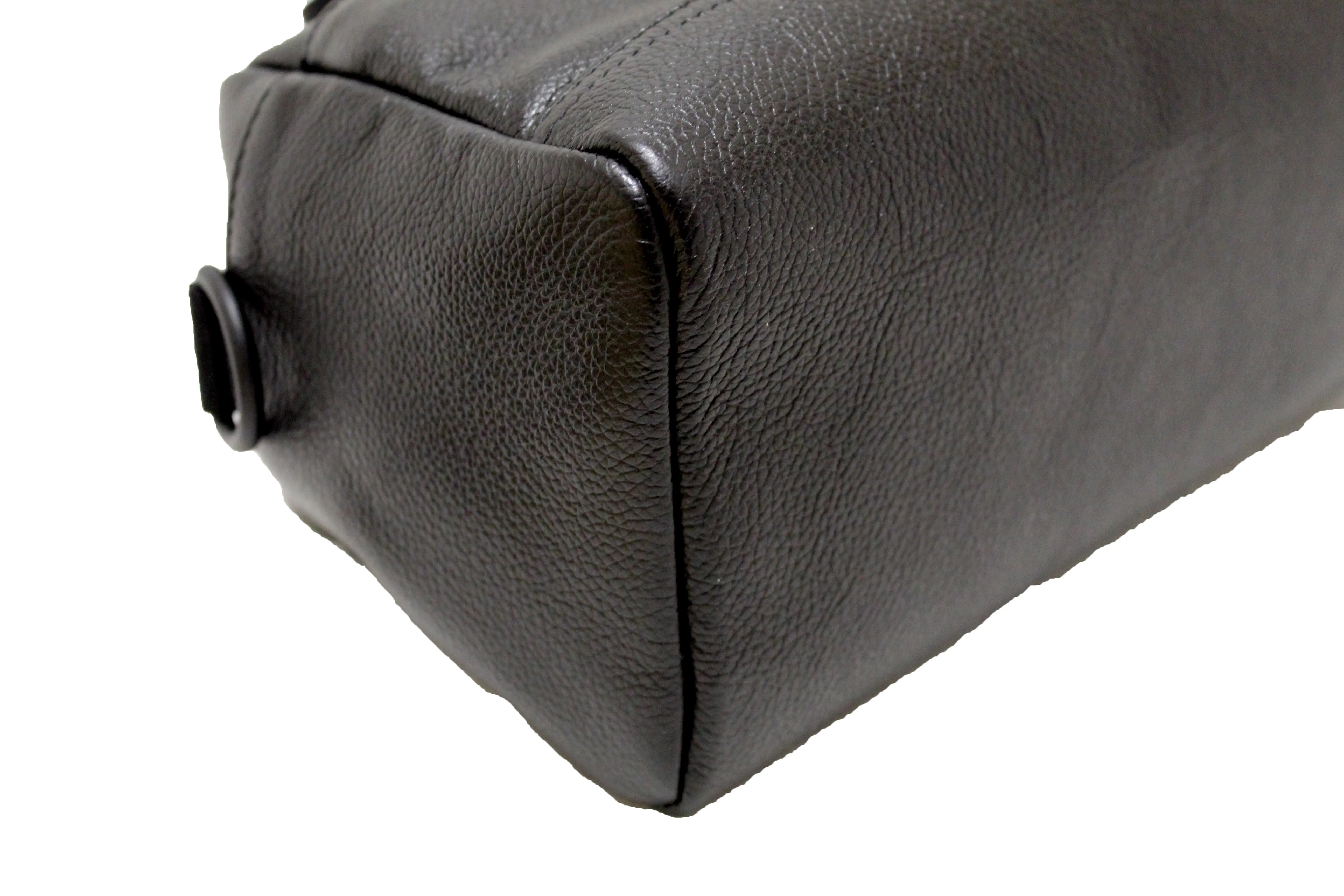 Authentic Balenciaga Black Grained Calfskin Leather Explorer Small Duffle Bag