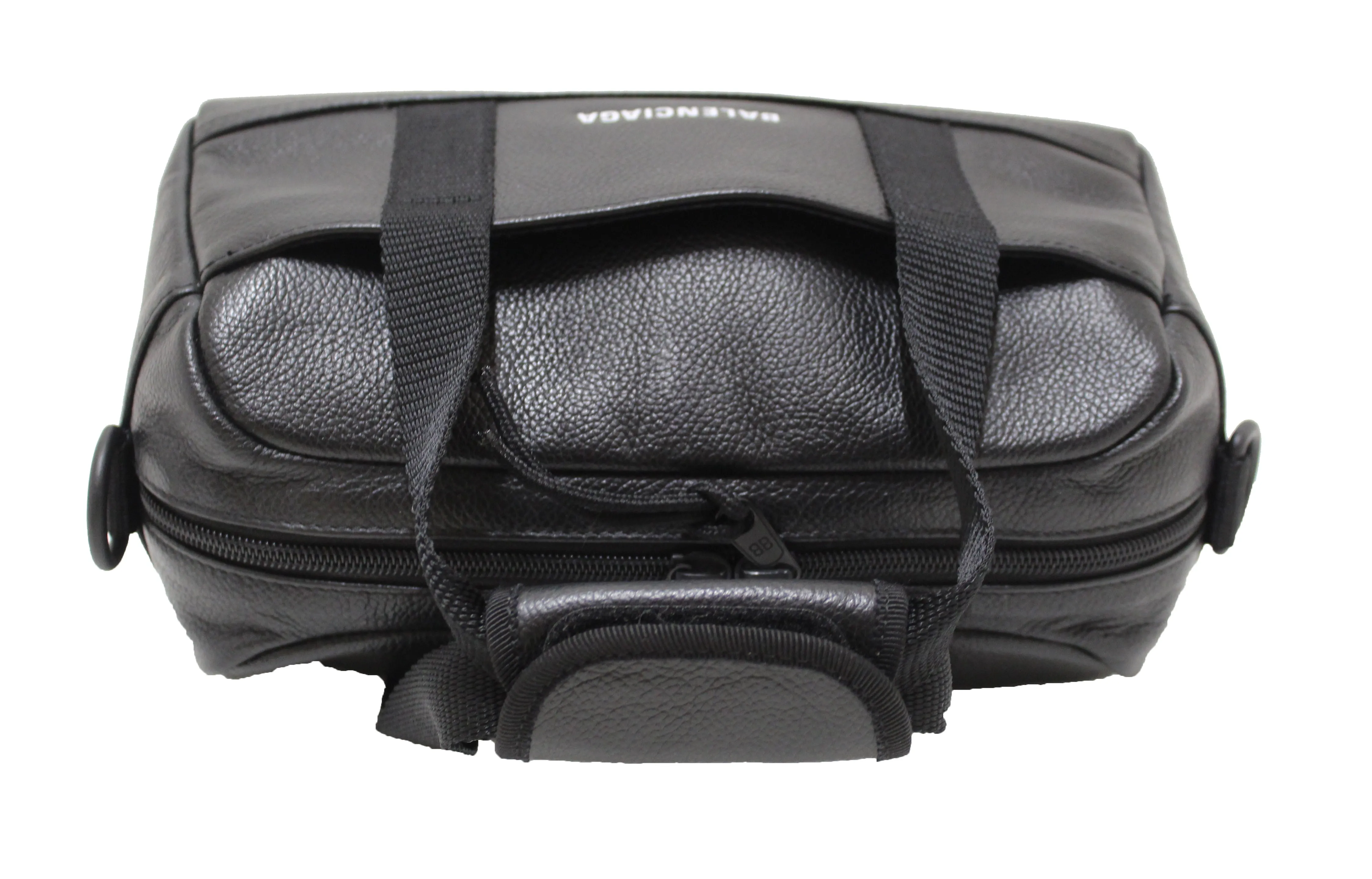Authentic Balenciaga Black Grained Calfskin Leather Explorer Small Duffle Bag