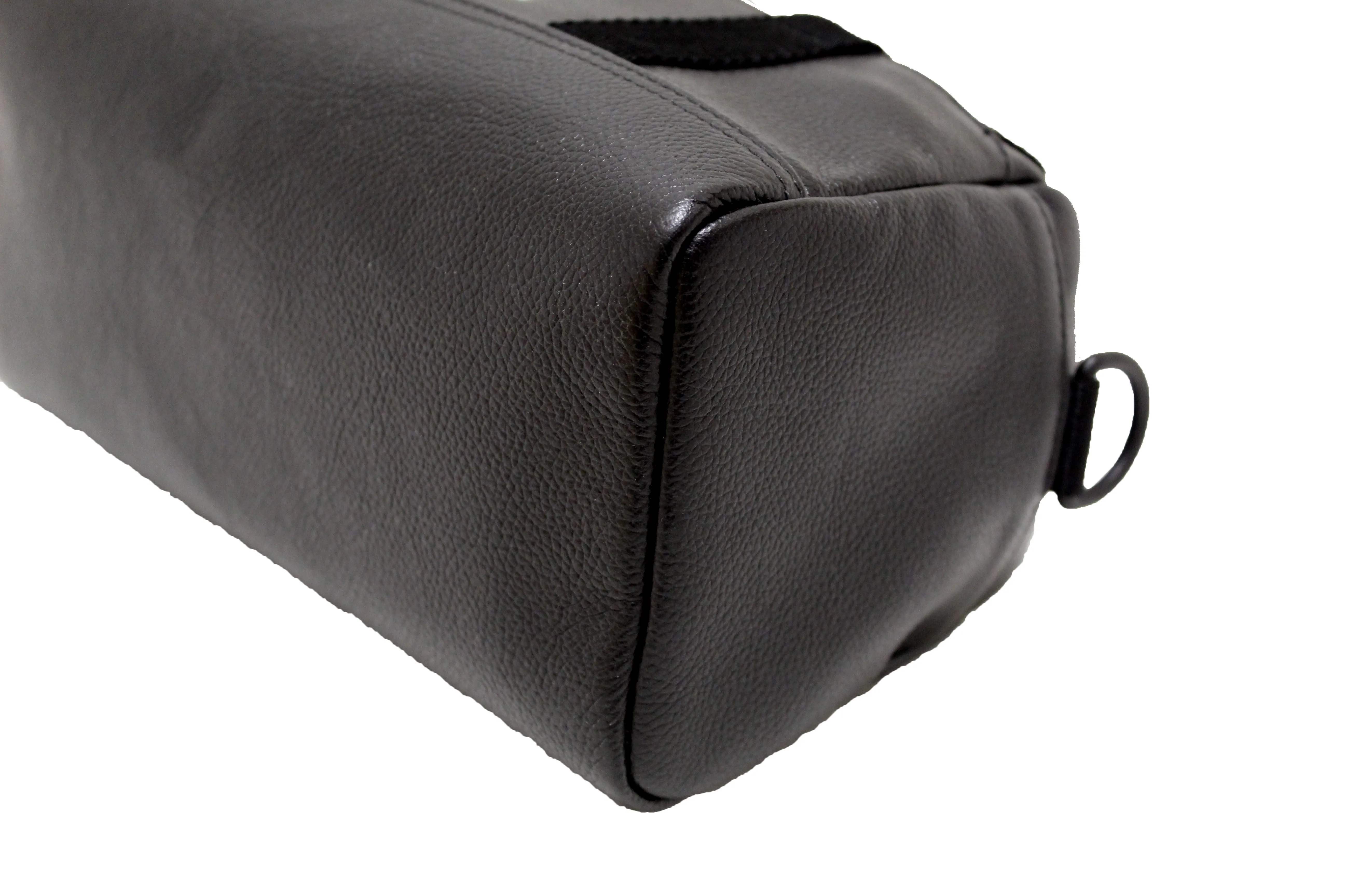 Authentic Balenciaga Black Grained Calfskin Leather Explorer Small Duffle Bag