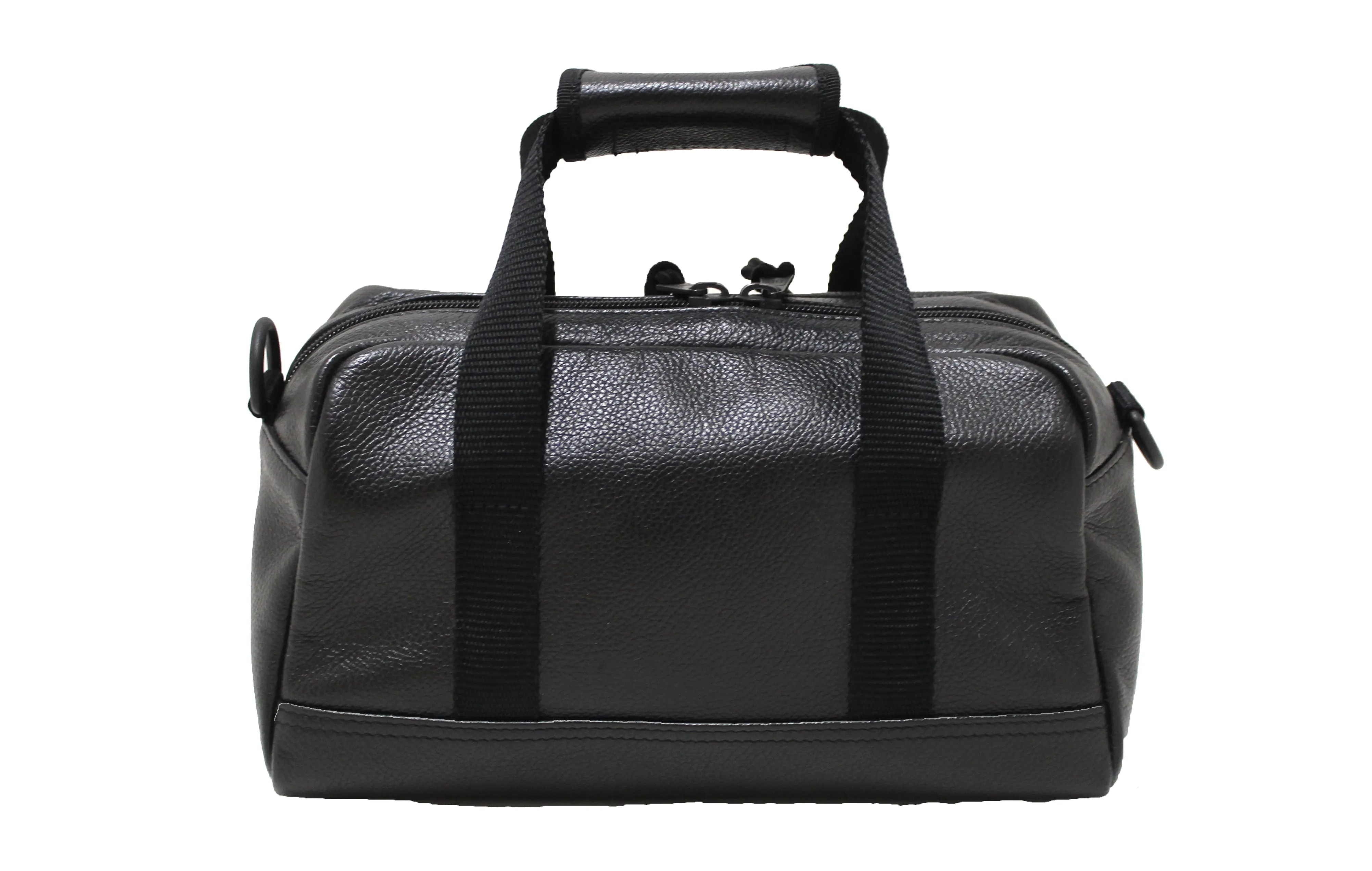 Authentic Balenciaga Black Grained Calfskin Leather Explorer Small Duffle Bag