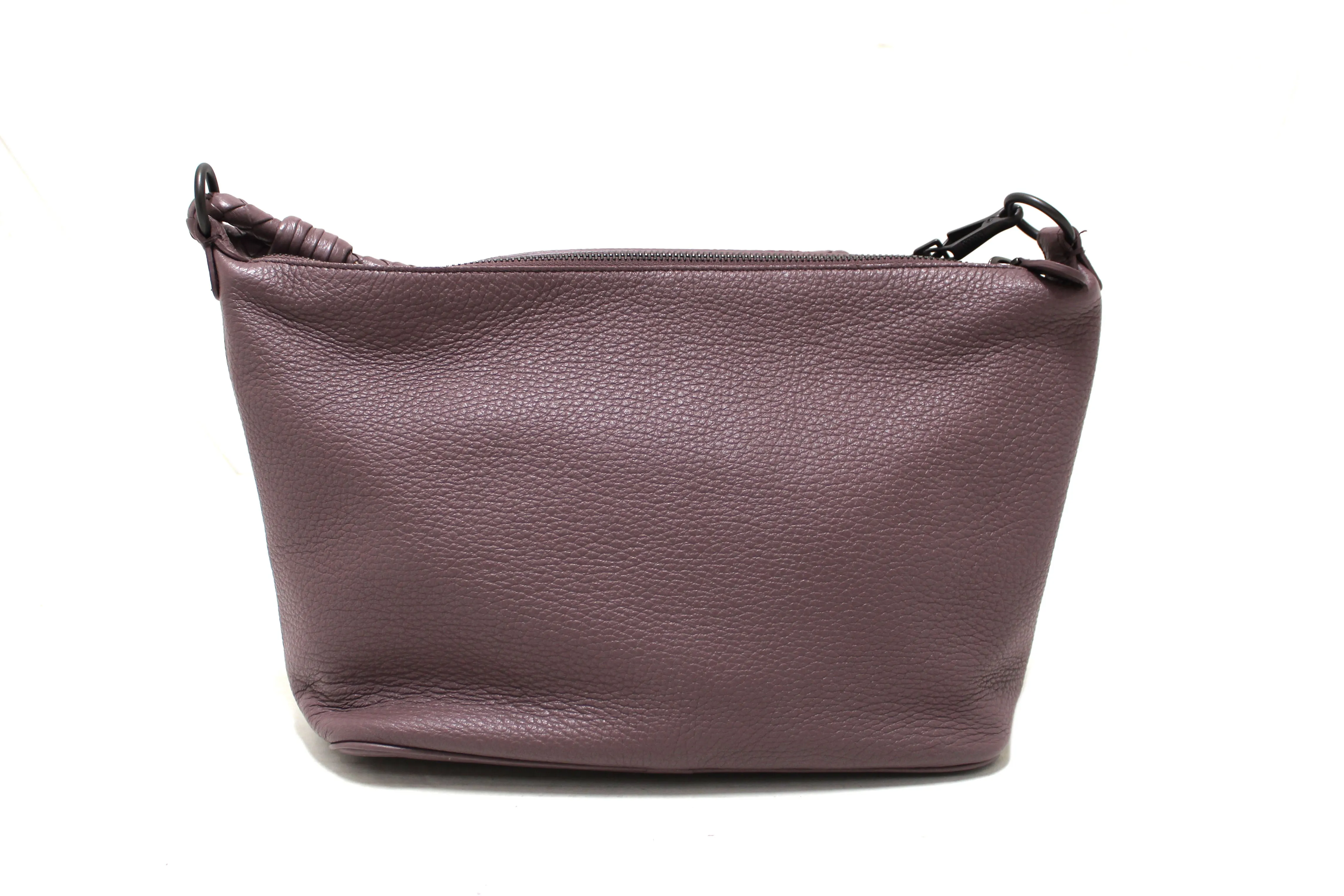 Authentic Bottega Veneta Purple Leather Small Hobo Shoulder Bag