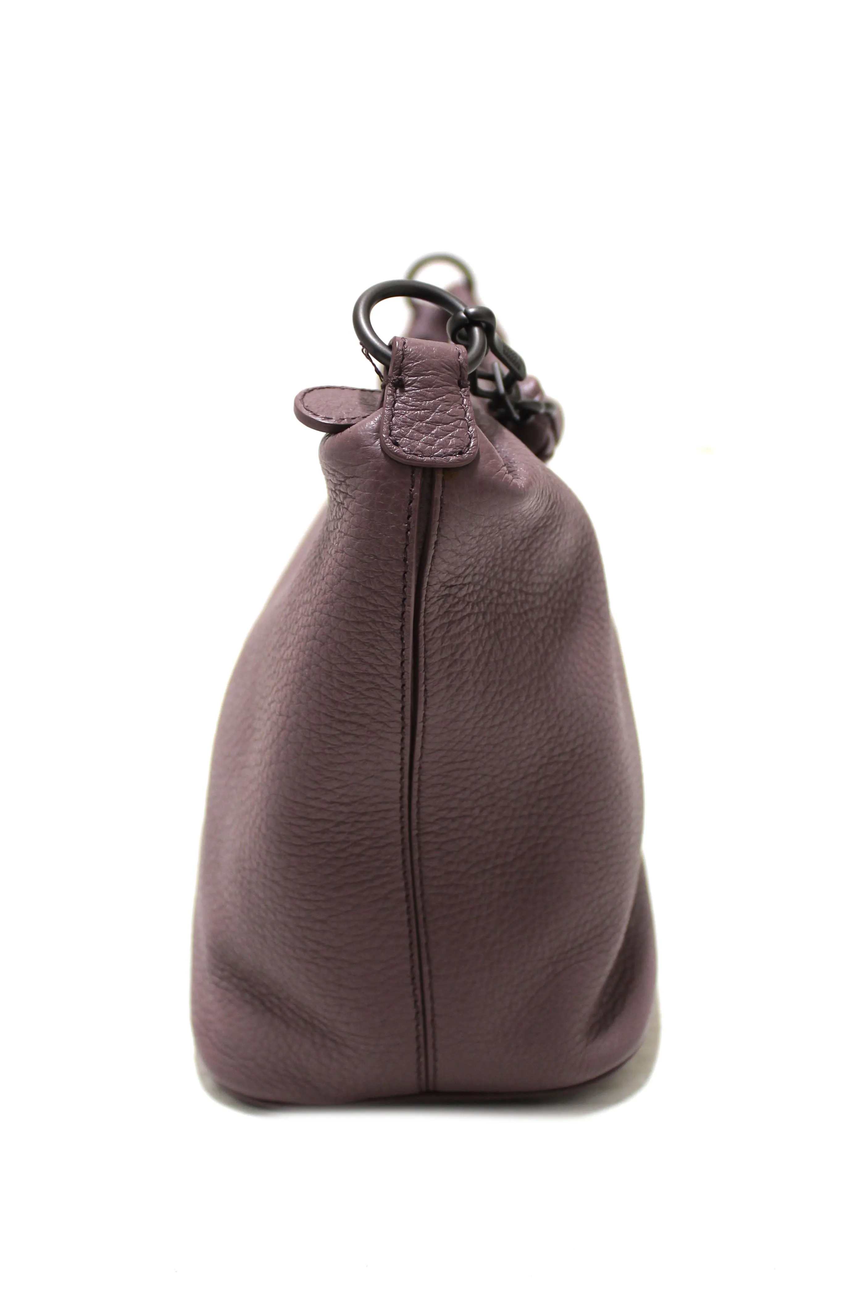 Authentic Bottega Veneta Purple Leather Small Hobo Shoulder Bag