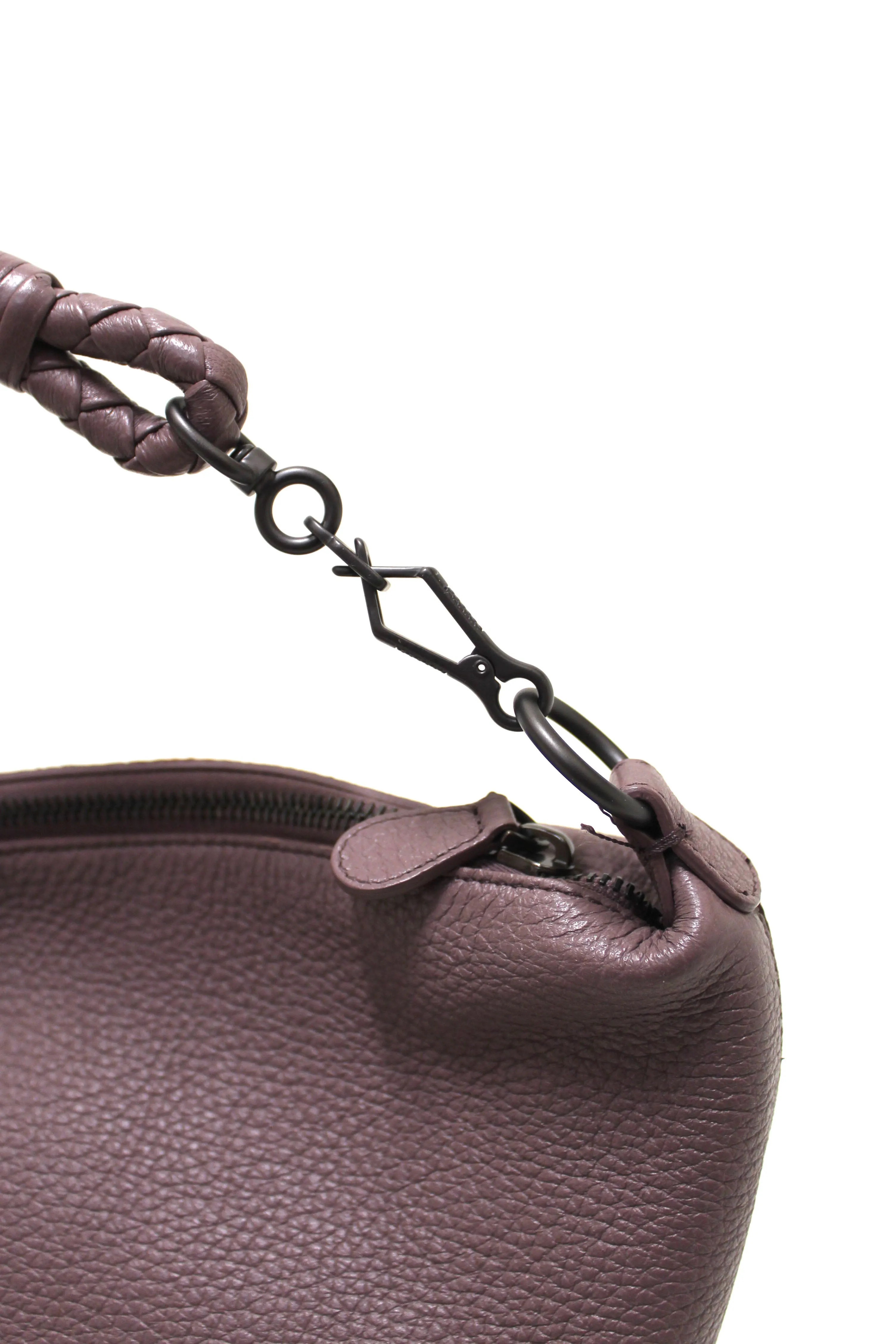 Authentic Bottega Veneta Purple Leather Small Hobo Shoulder Bag