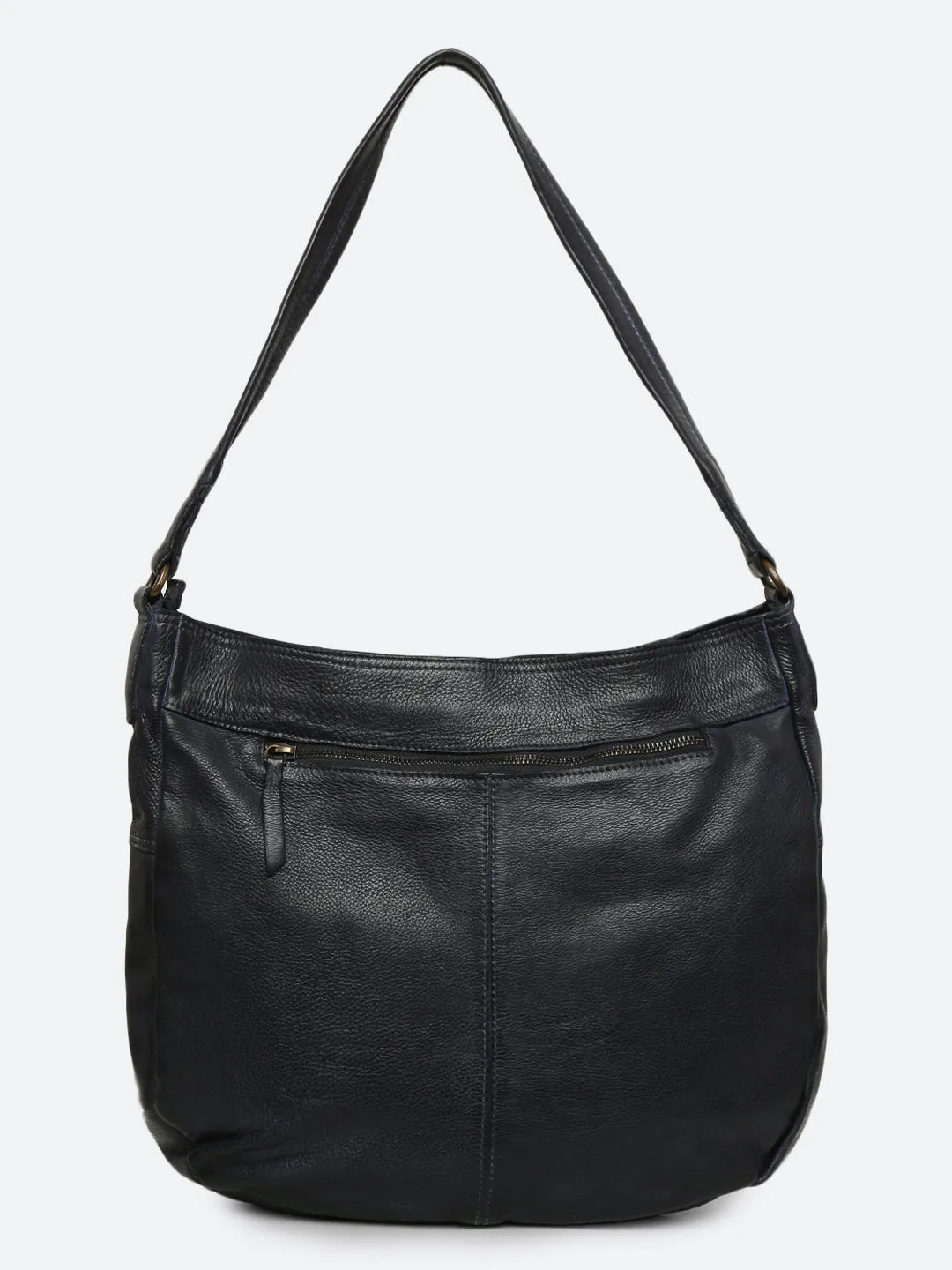 Avea: Navy Leather Weaved Hobo Bag