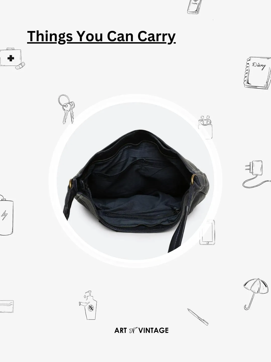 Avea: Navy Leather Weaved Hobo Bag