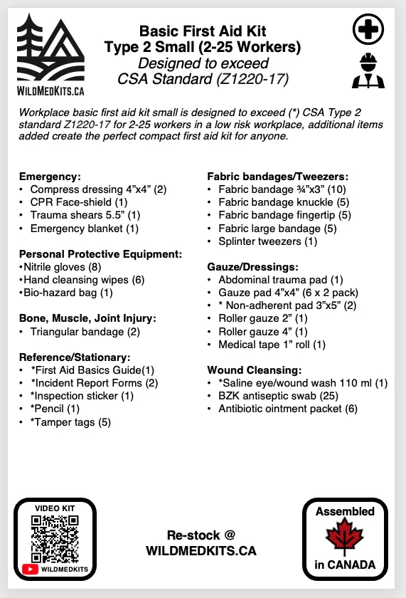 Basic First Aid Kit, Type 2: Designed to exceed CSA Standard (Z1220-17)