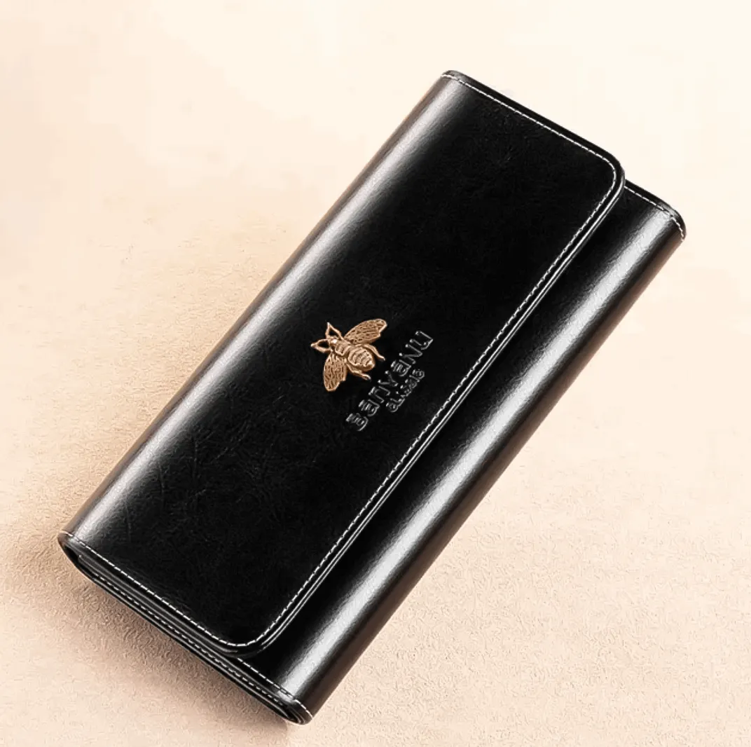 Bee Luxury Leather Wallet - RFID blocking