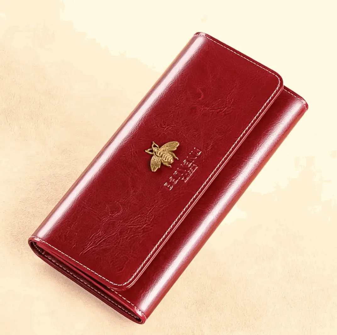 Bee Luxury Leather Wallet - RFID blocking