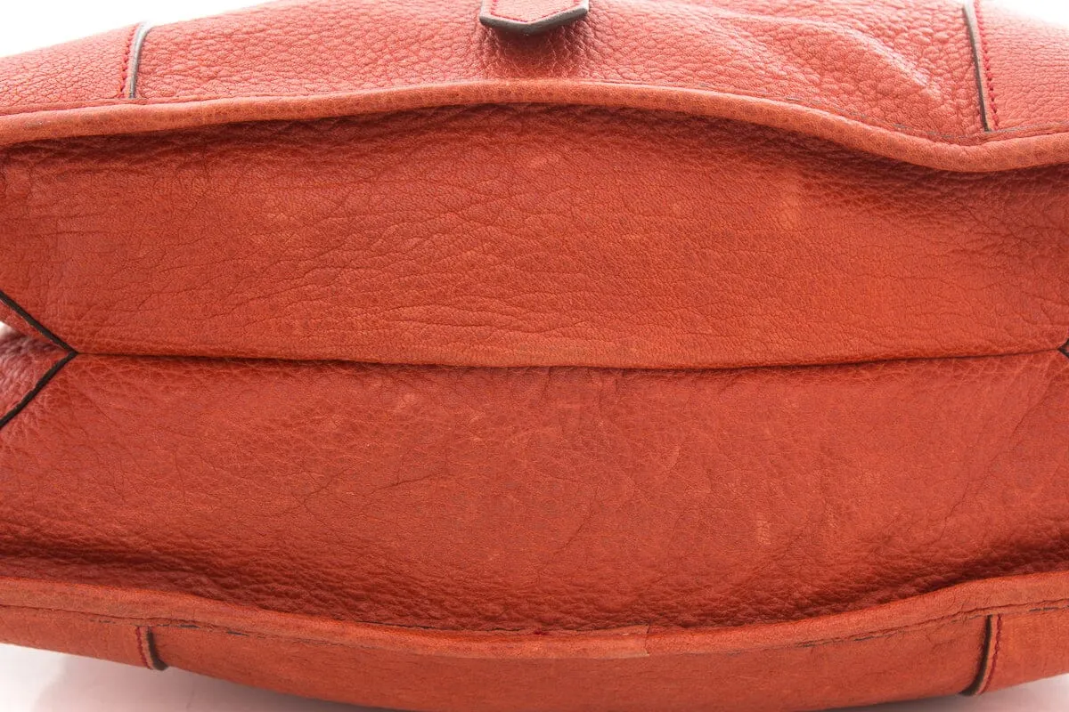 Belstaff Orange Leather Zip Top Tote Handbag
