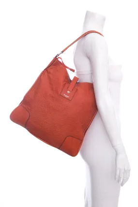 Belstaff Orange Leather Zip Top Tote Handbag