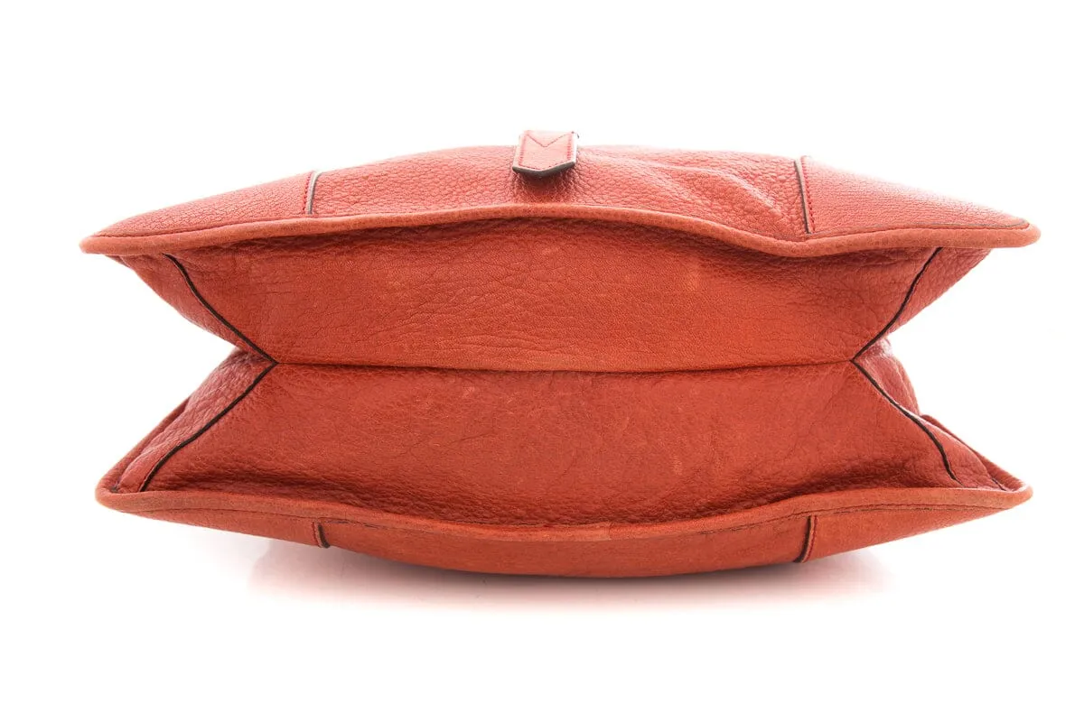Belstaff Orange Leather Zip Top Tote Handbag