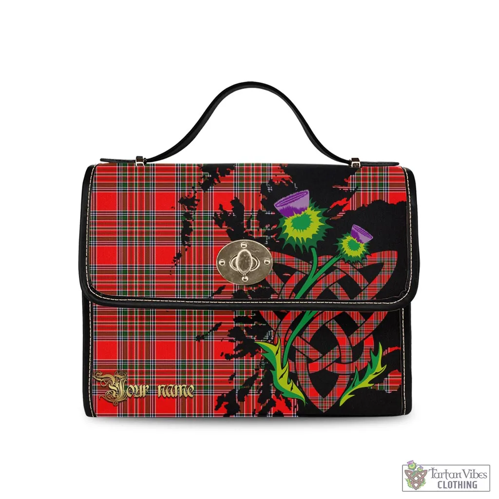 Binning Tartan Waterproof Canvas Bag with Scotland Map and Thistle Celtic Accents