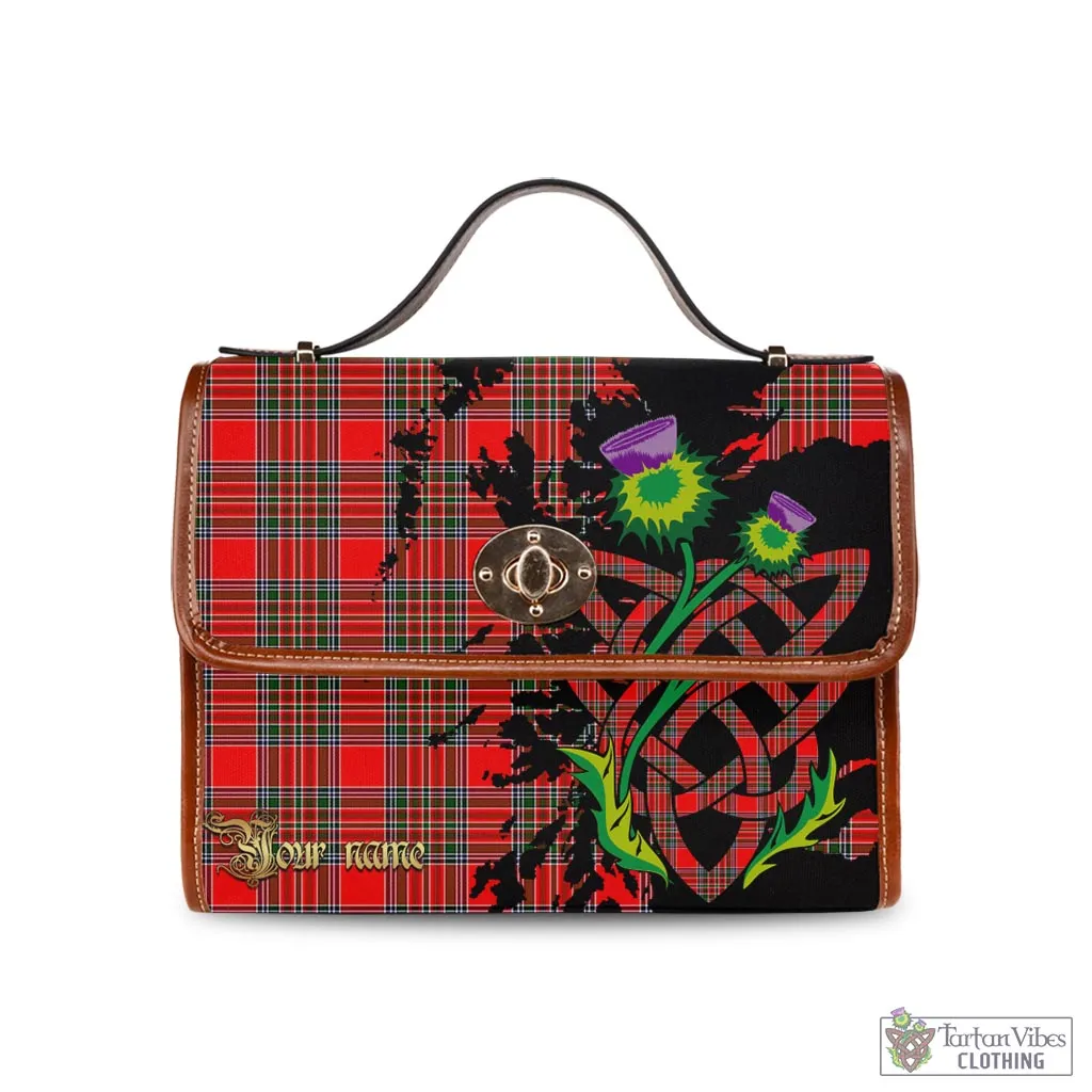 Binning Tartan Waterproof Canvas Bag with Scotland Map and Thistle Celtic Accents