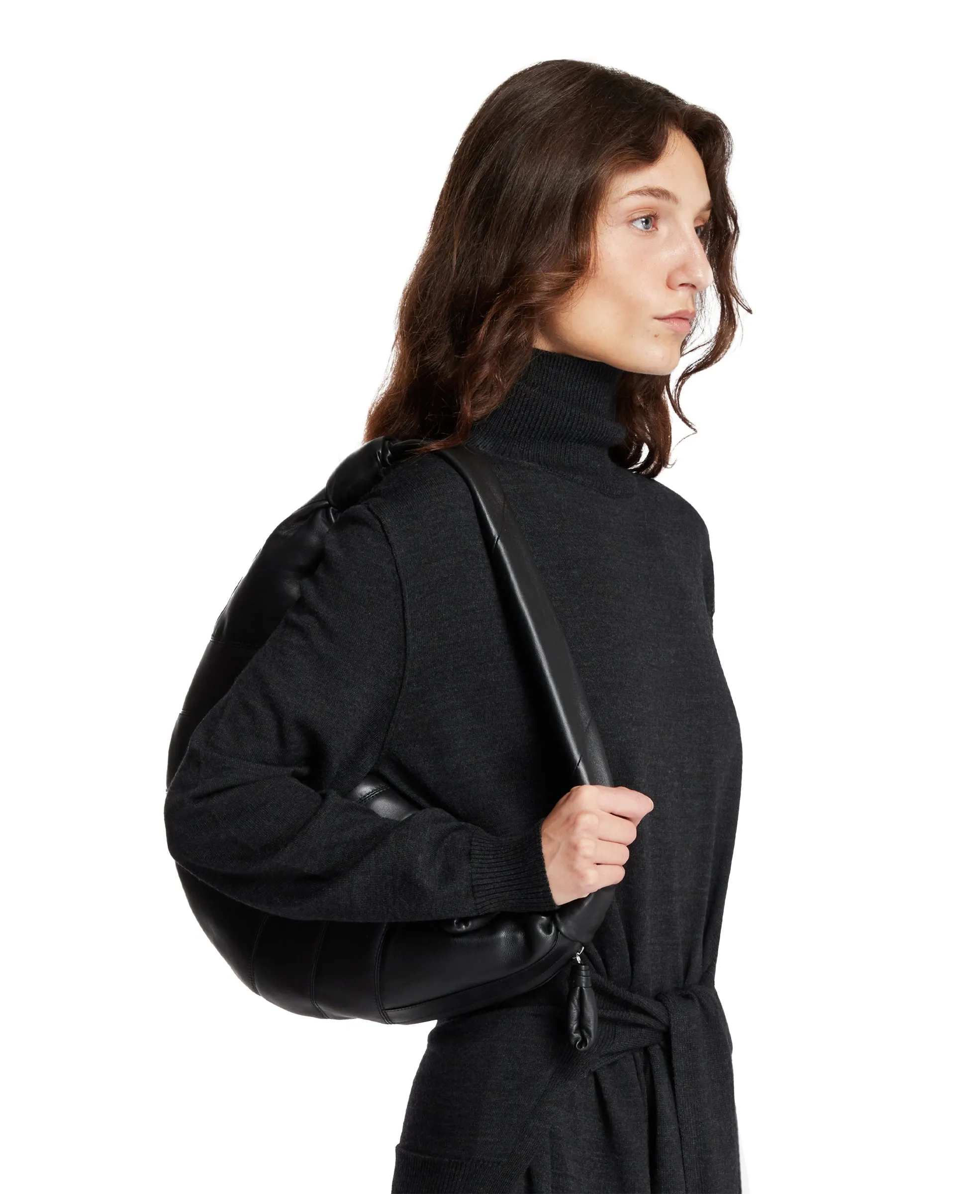 Black Leather Croissant Bag