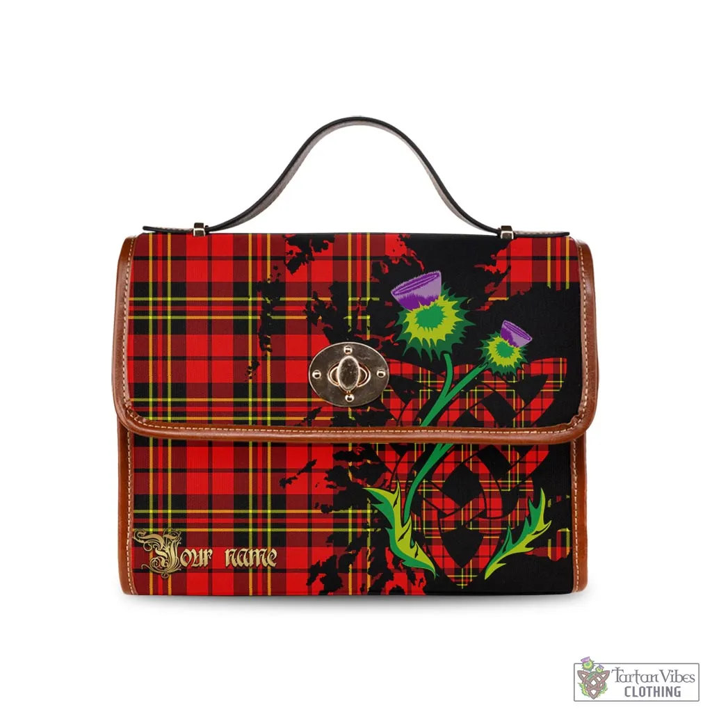 Brodie Modern Tartan Waterproof Canvas Bag with Scotland Map and Thistle Celtic Accents
