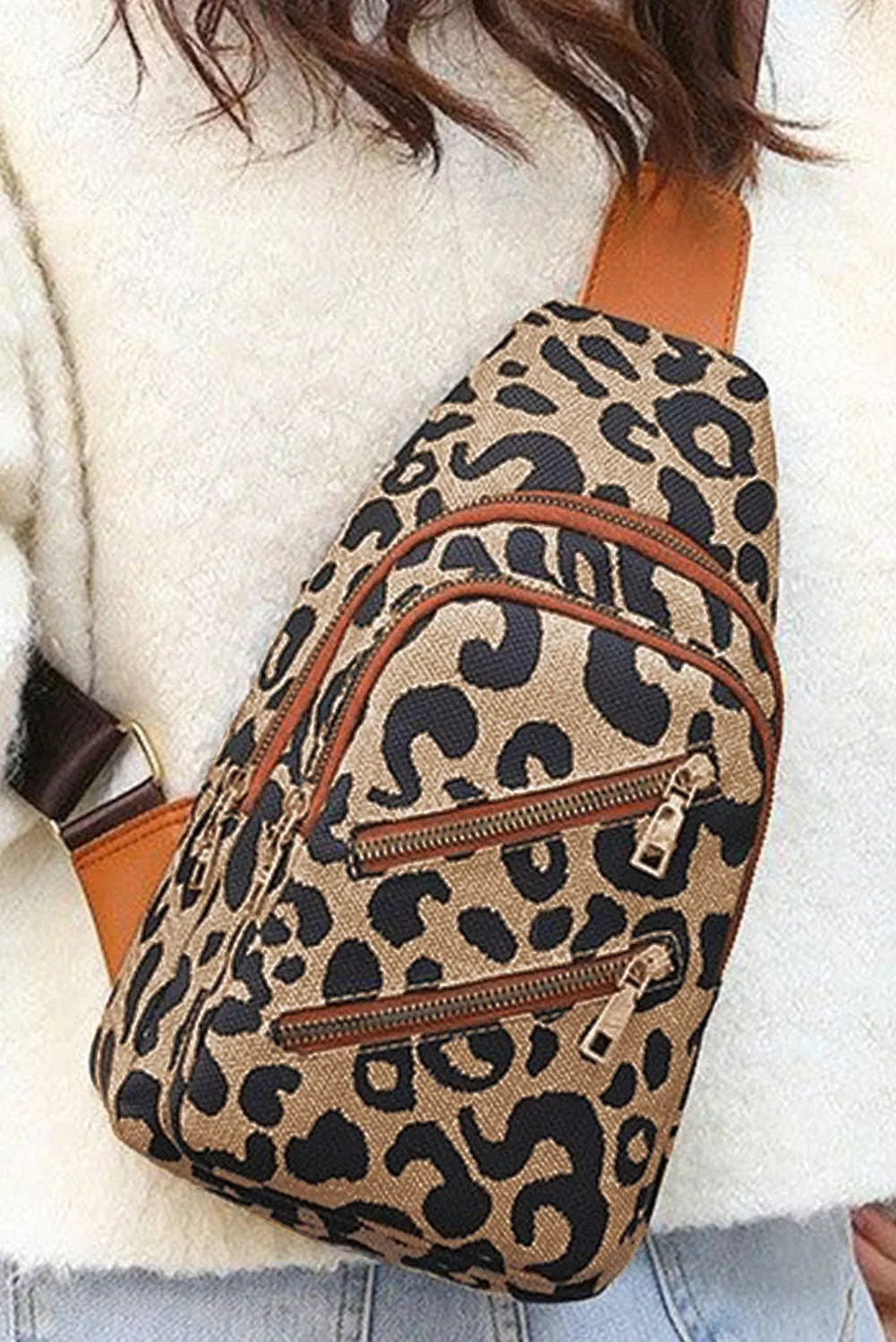 Brown Leopard Sling Belt Bag