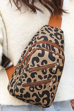 Brown Leopard Sling Belt Bag