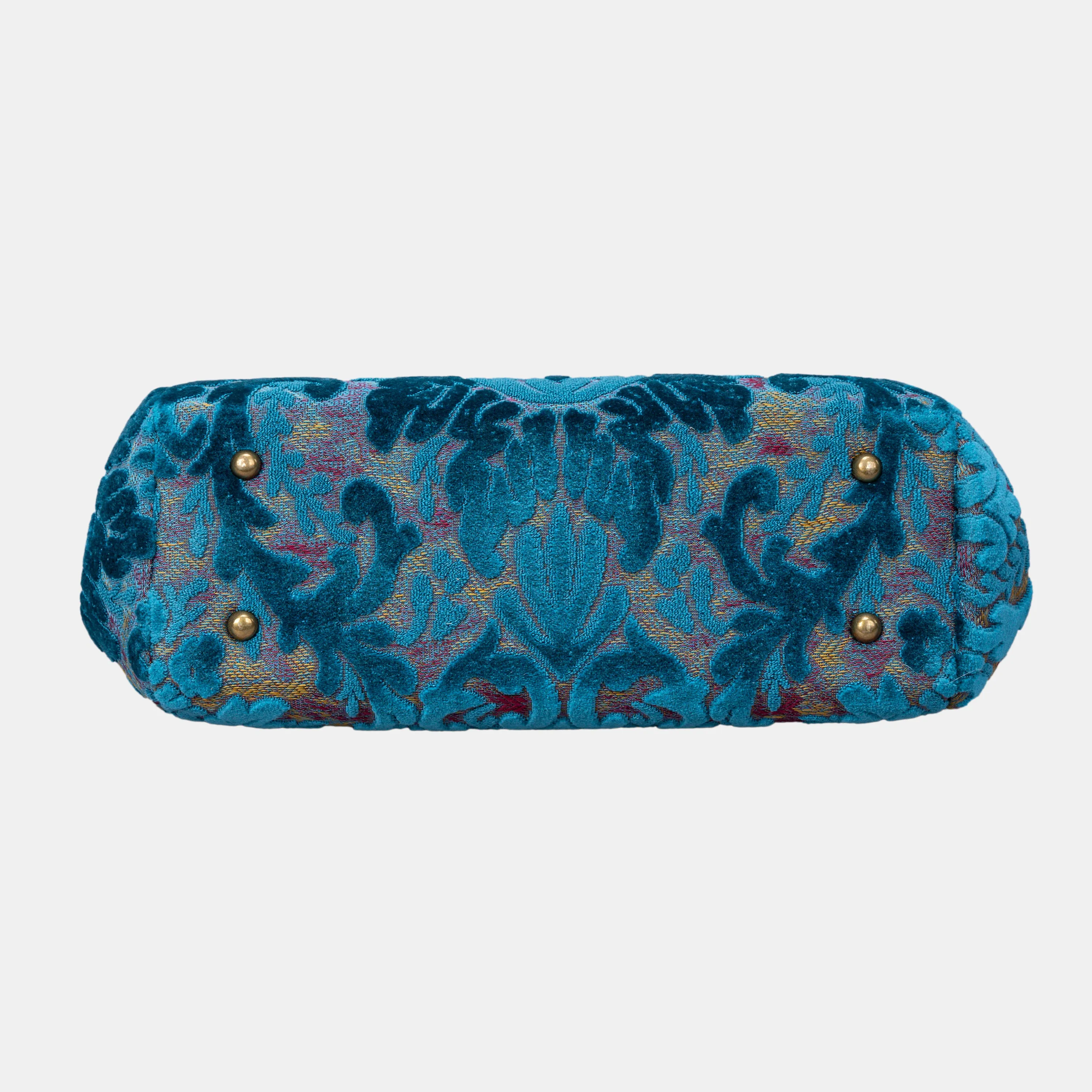 Burnout Velvet Aqua Blue Shoulder Bag