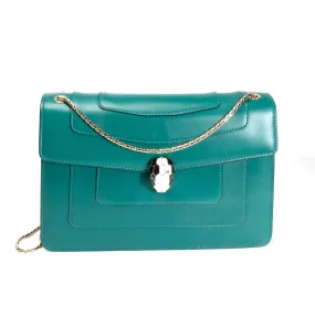 Bvlgari Serpenti Forever Emerald Green Calf Leather Shoulder Bag