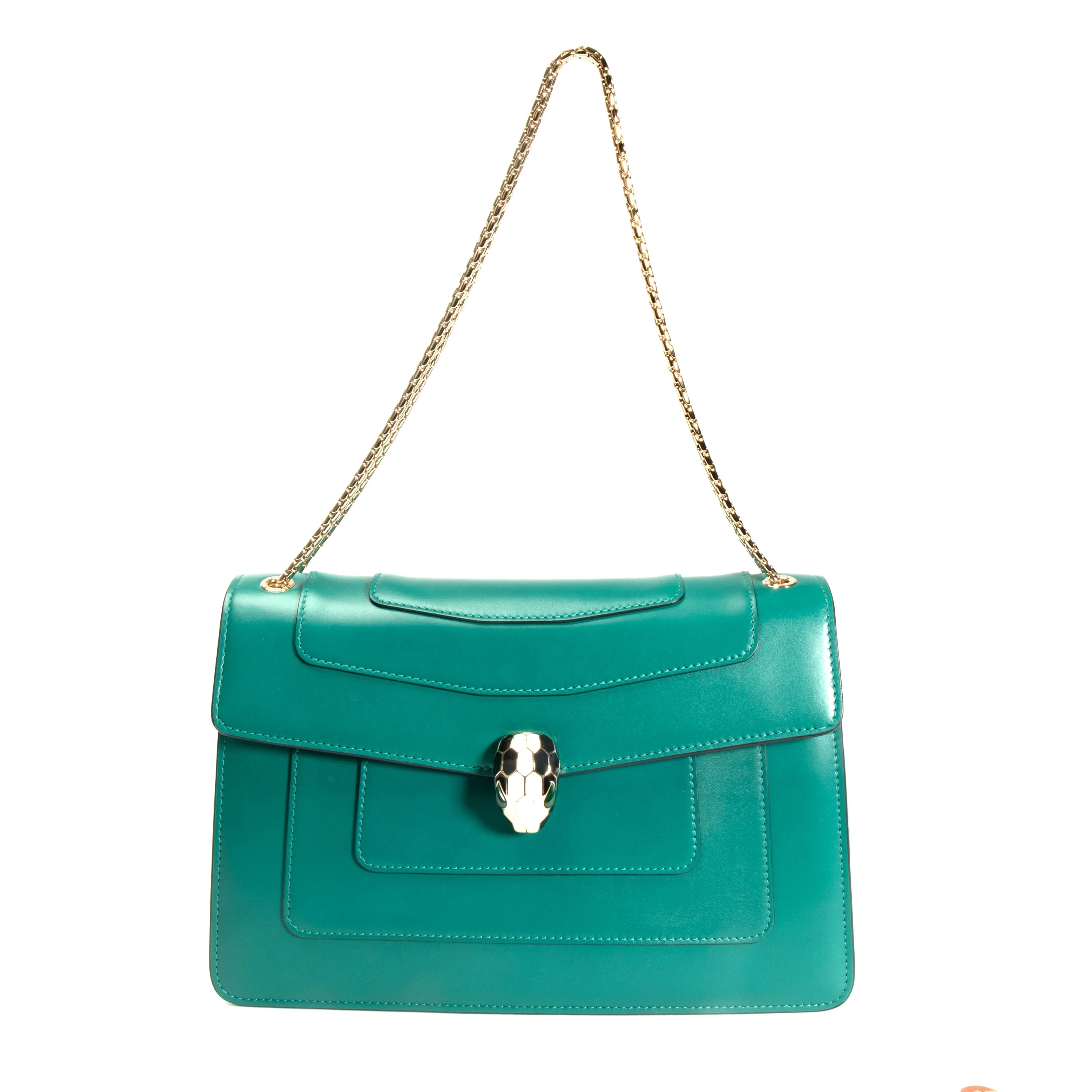 Bvlgari Serpenti Forever Emerald Green Calf Leather Shoulder Bag