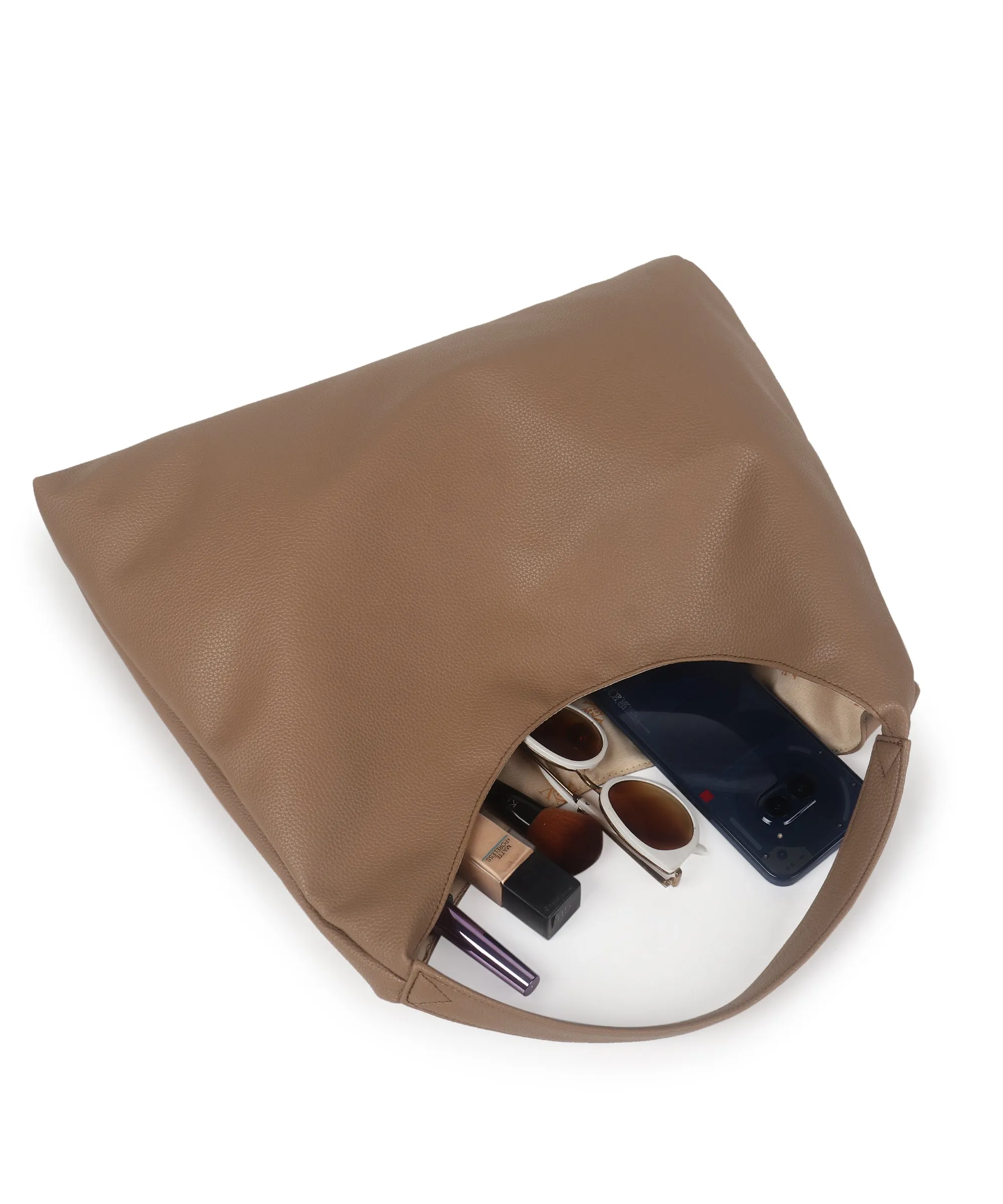 Camel Synthetic Leather Handbag Bag With Hanging Pouch For Women