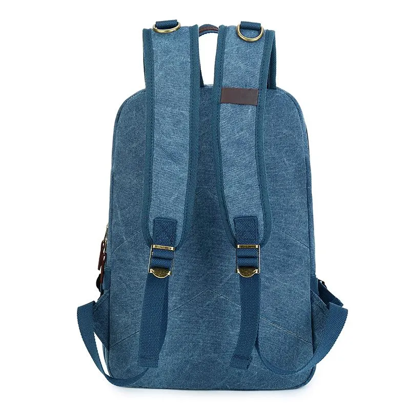 Canvas Mens 14" Black Computer Backpack Green Travel Backpack Blue College Backpack for Men