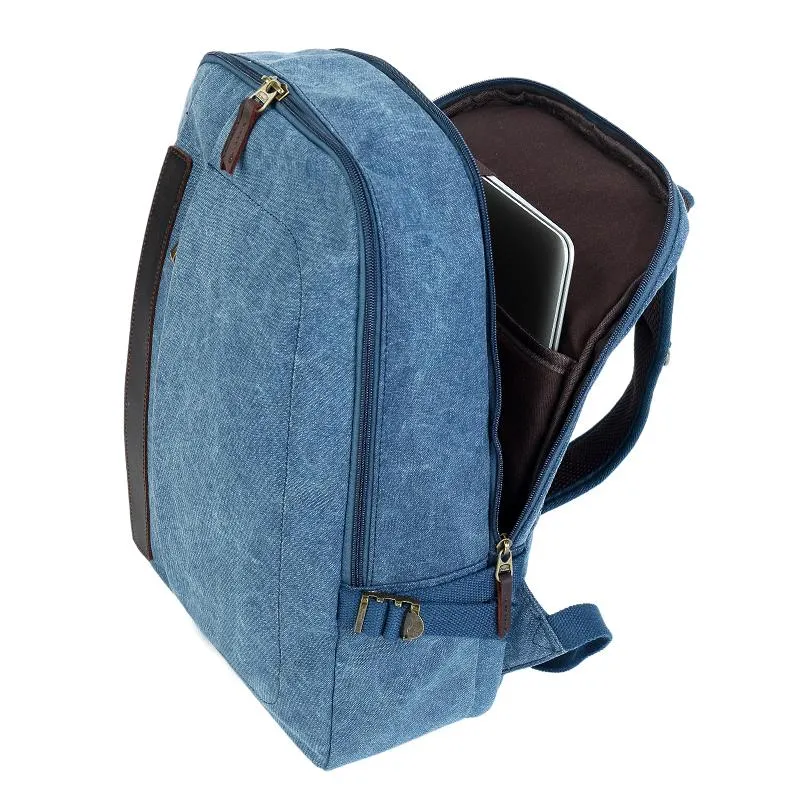 Canvas Mens 14" Black Computer Backpack Green Travel Backpack Blue College Backpack for Men