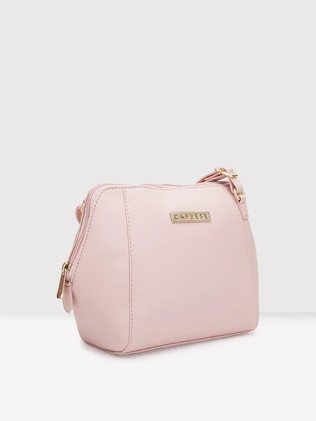 Caprese Holden Small Sling Solid Faux Leather For Women Powder Pink