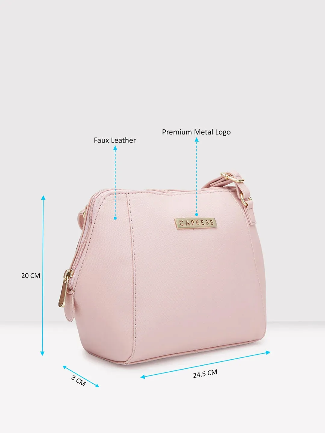 Caprese Holden Small Sling Solid Faux Leather For Women Powder Pink