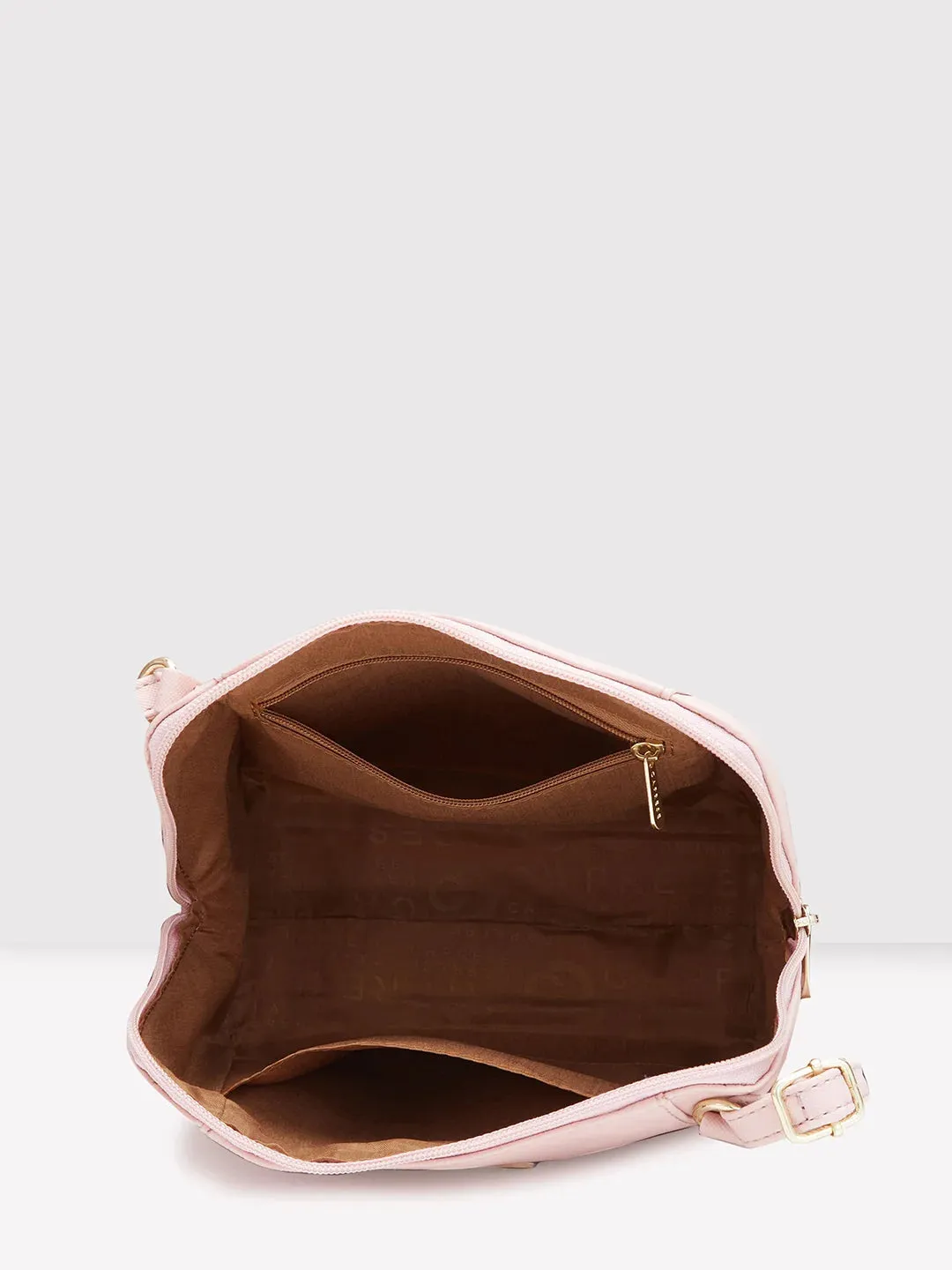 Caprese Holden Small Sling Solid Faux Leather For Women Powder Pink