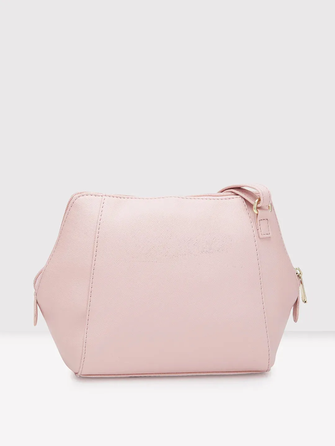 Caprese Holden Small Sling Solid Faux Leather For Women Powder Pink