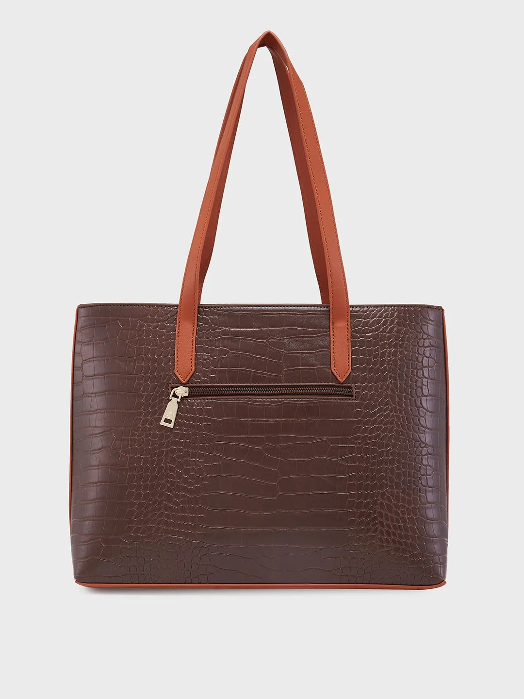 Caprese Rae Tote Medium Croco Womens Office Handbag Brown