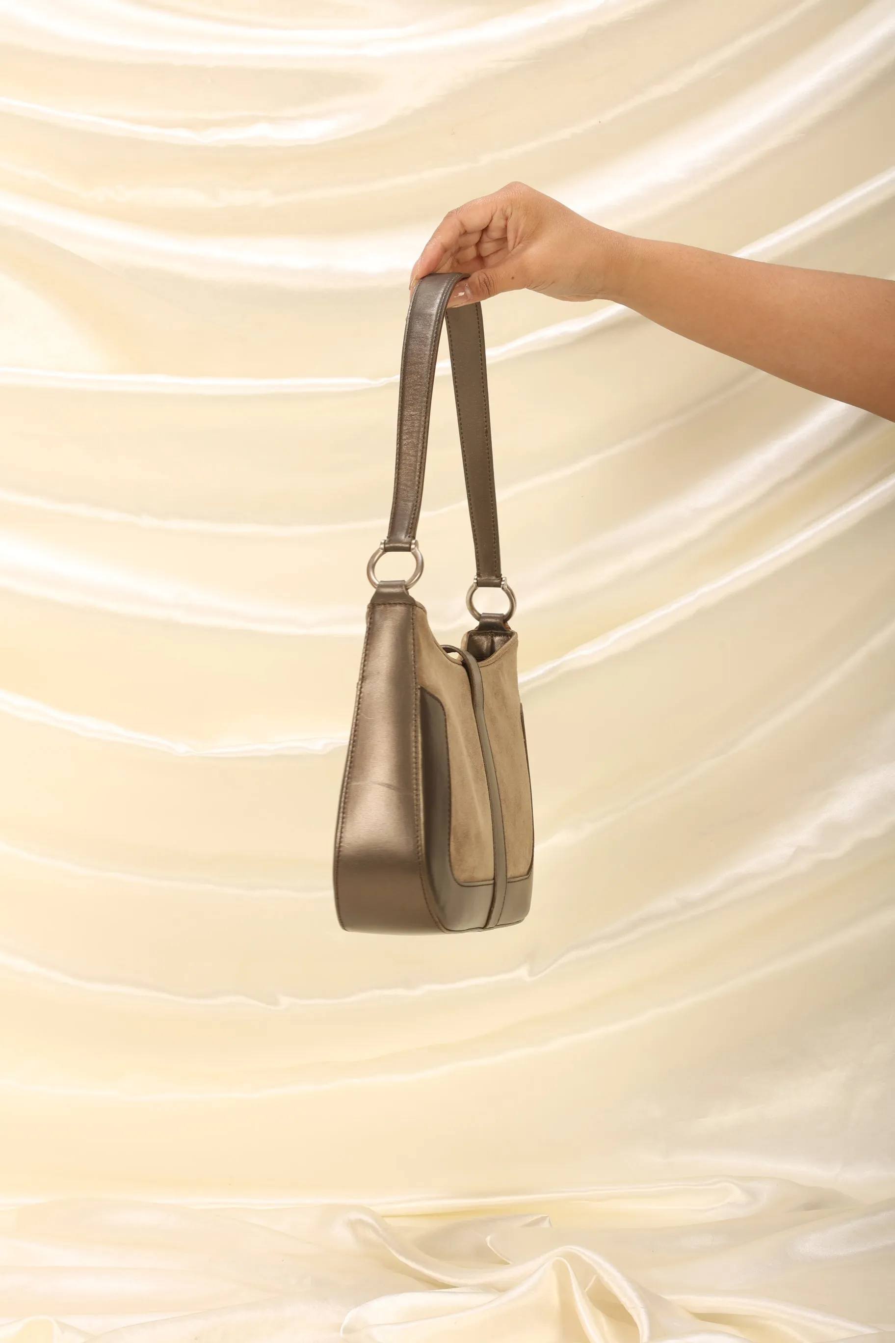 Celine Suede Triomphe Shoulder Bag