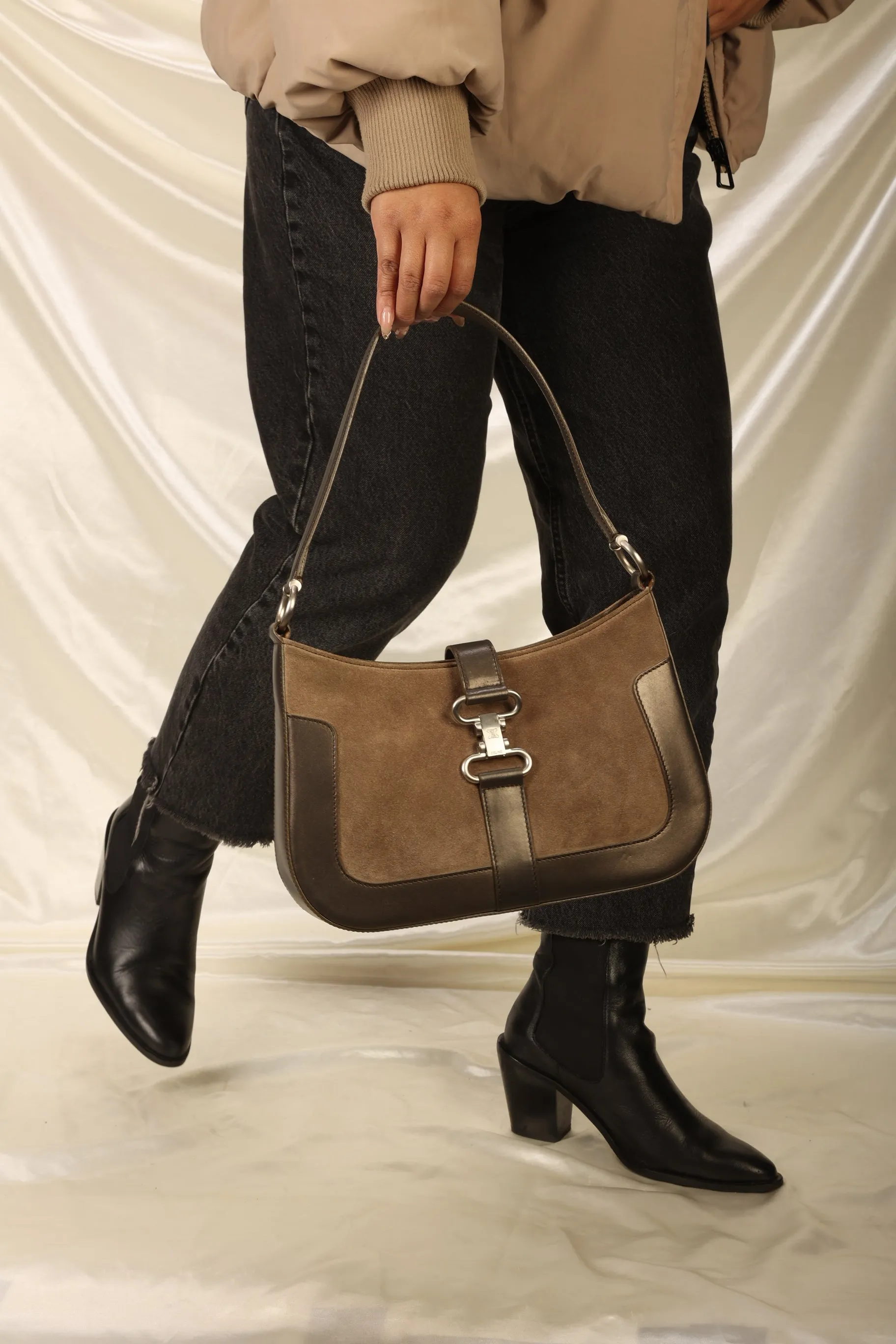 Celine Suede Triomphe Shoulder Bag