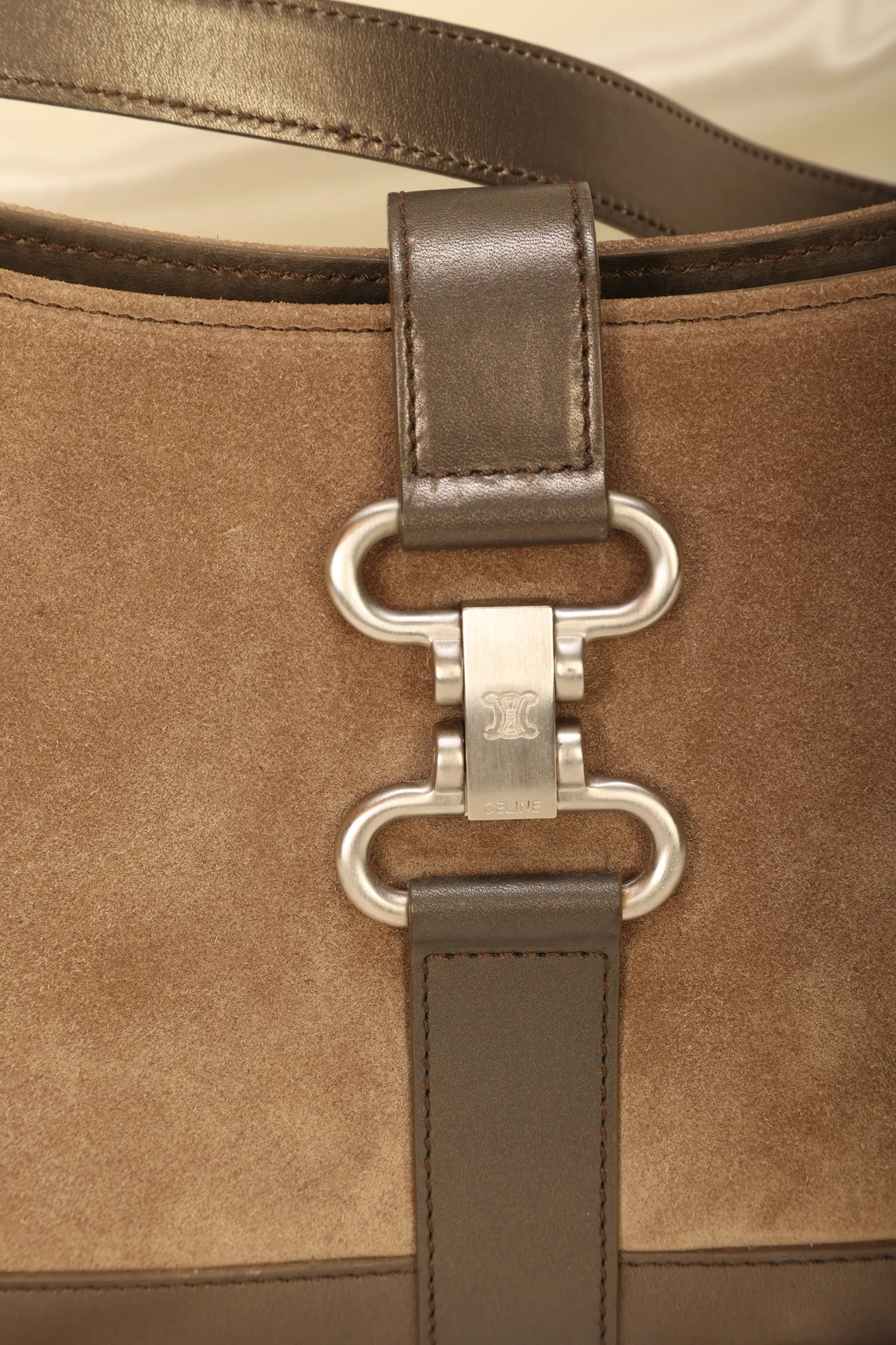 Celine Suede Triomphe Shoulder Bag
