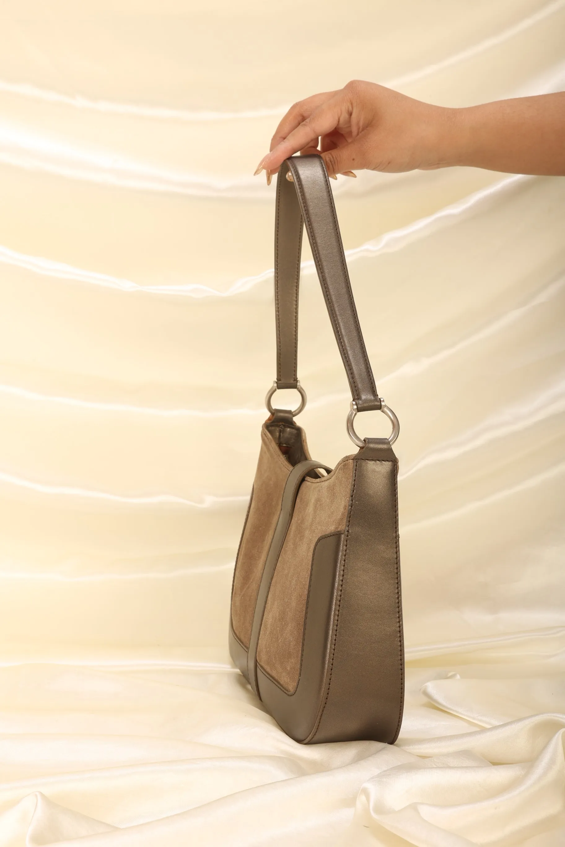 Celine Suede Triomphe Shoulder Bag