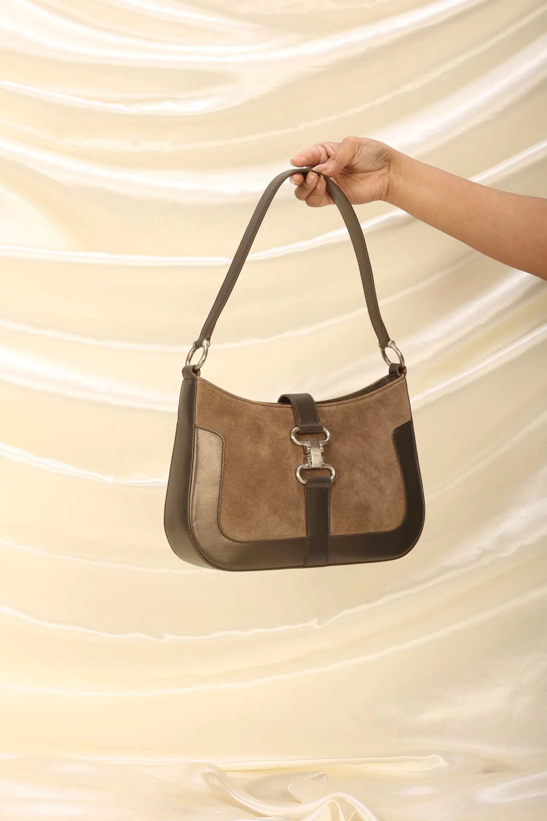 Celine Suede Triomphe Shoulder Bag
